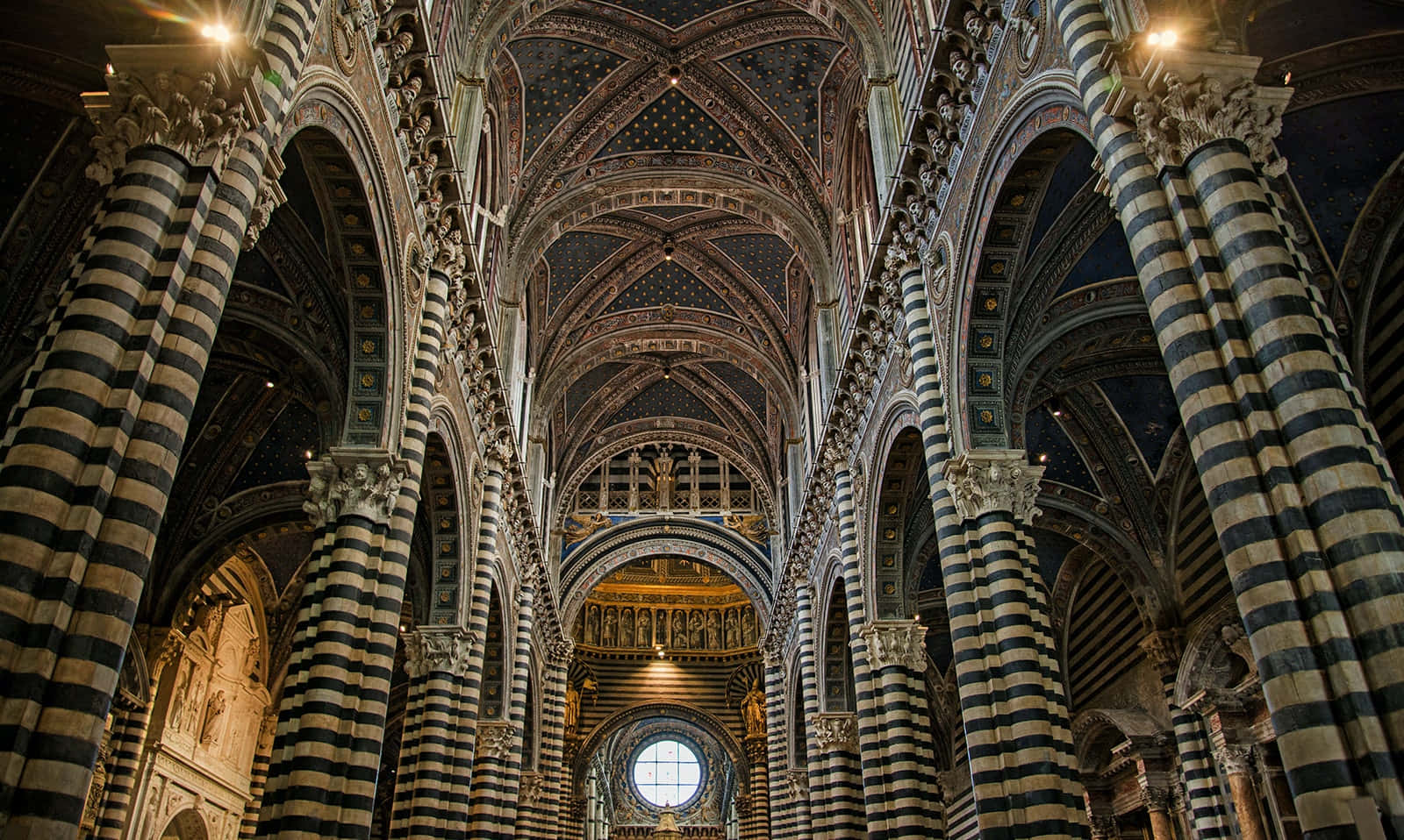 Siena Cathedral, striped columns, vaulted ceiling, HD Desktop Wallpaper
