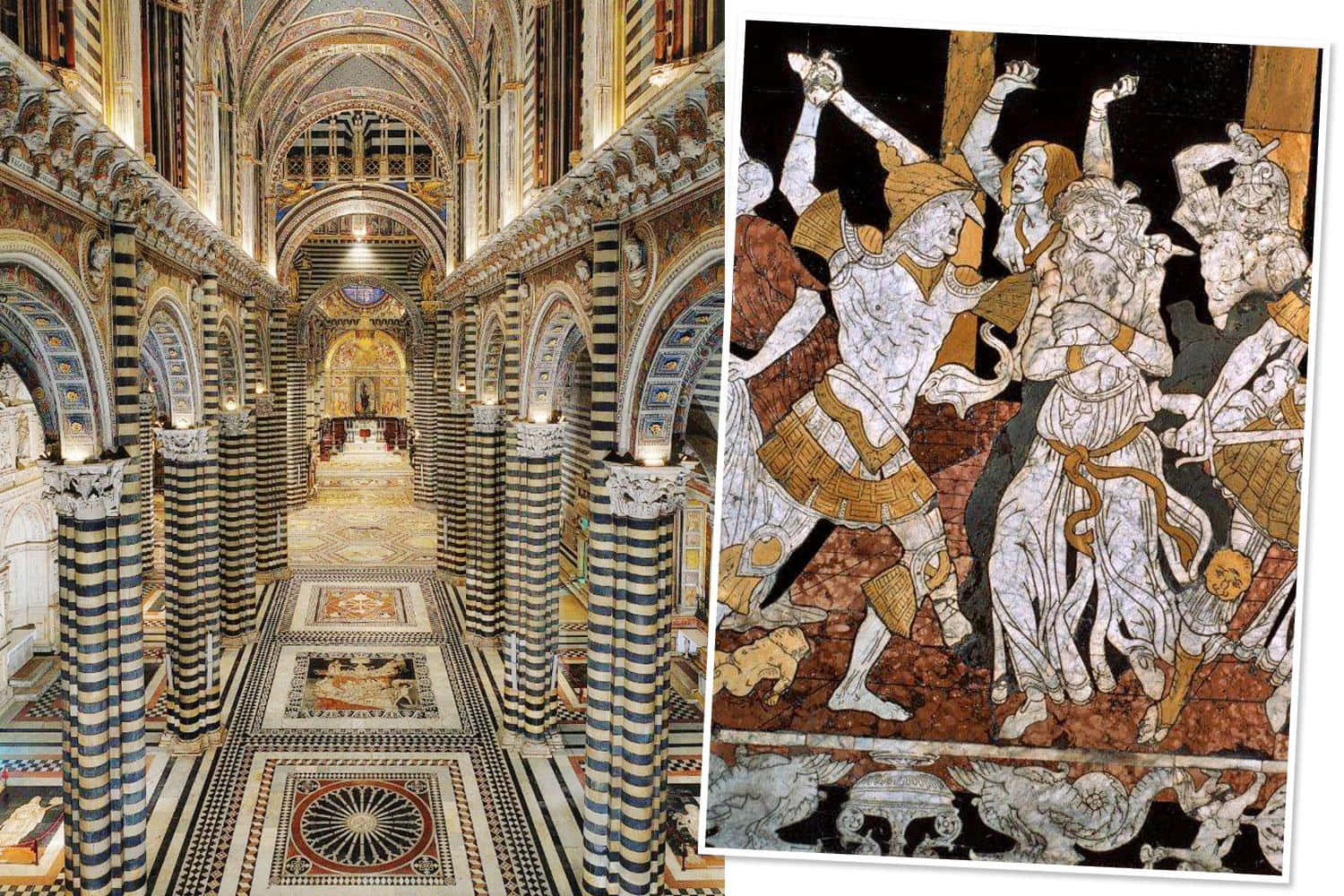 Siena Cathedral, striped columns, mosaic floors, HD Desktop Wallpaper