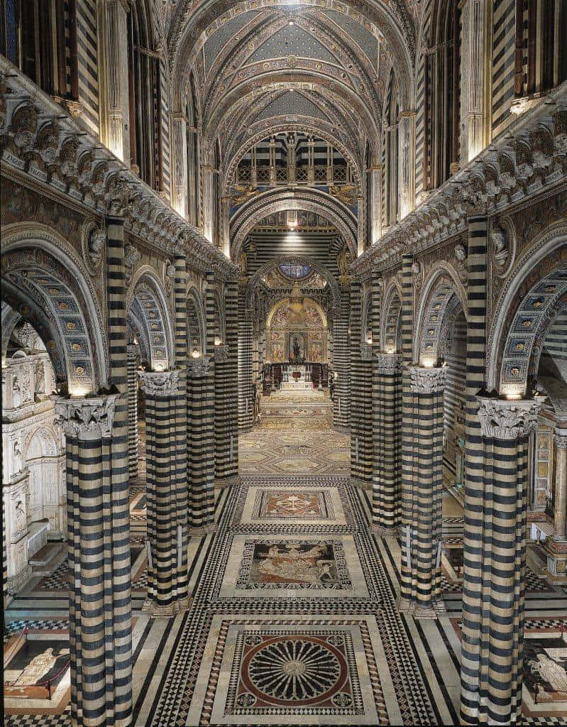 Siena Cathedral, striped columns, intricate mosaic floors, SD Phone Wallpaper