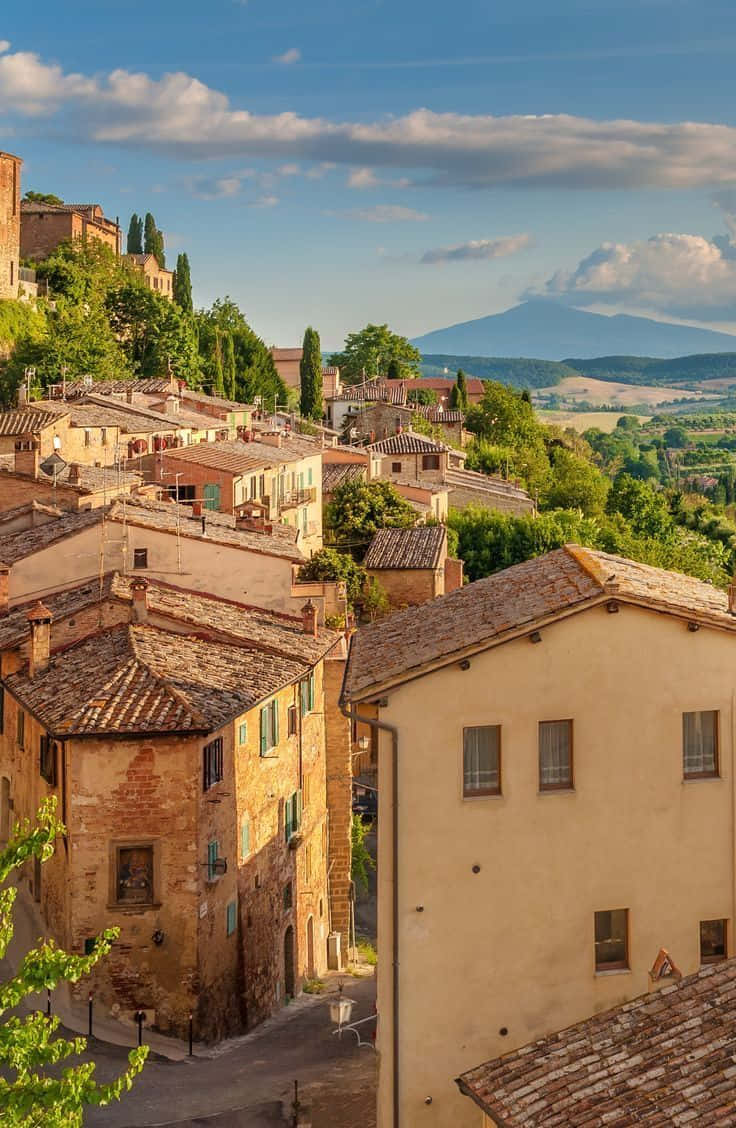 Siena, brick houses, terracotta roofs, SD Phone Wallpaper