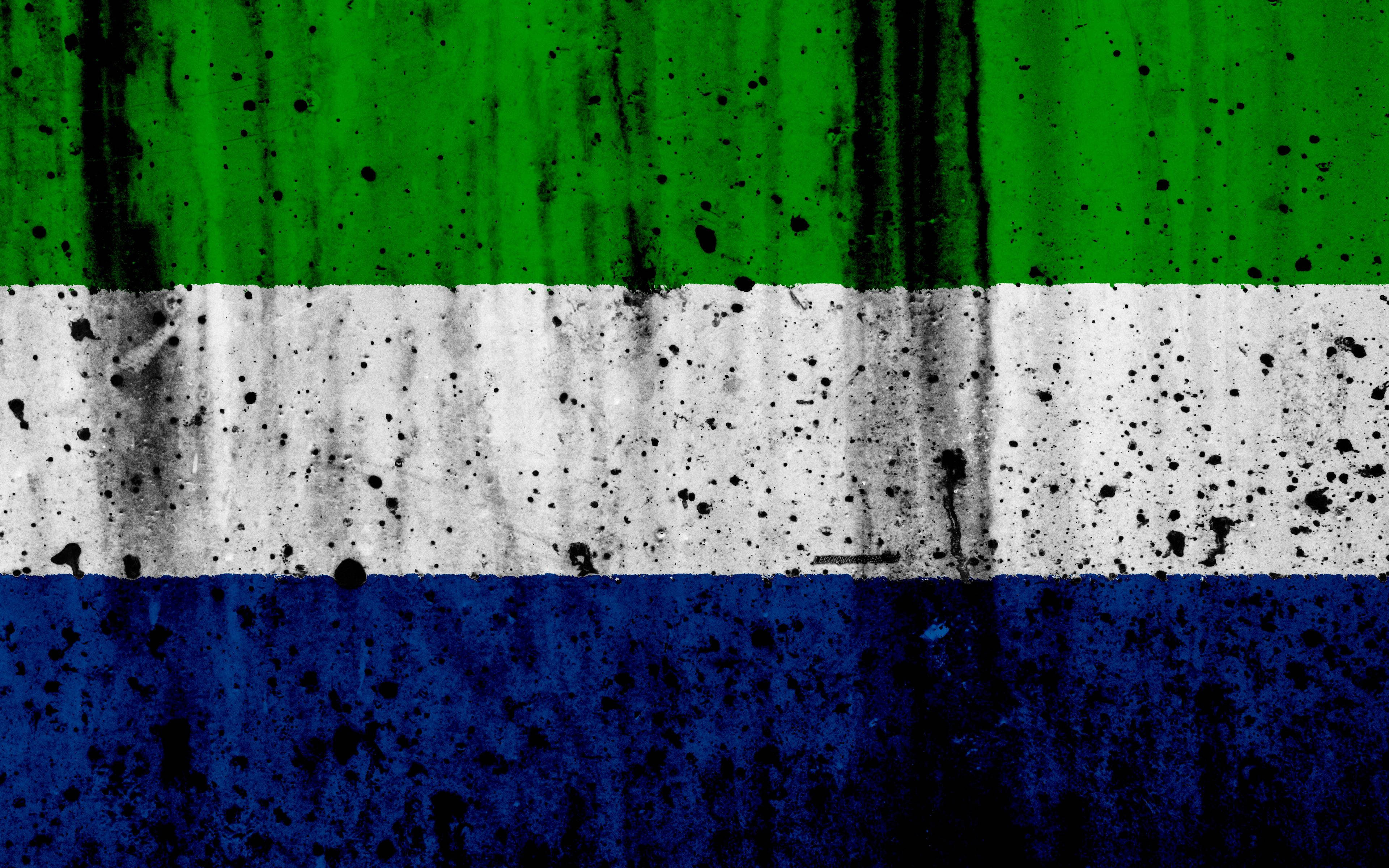 Sierra Leone flag, green, white, 4K Desktop Wallpaper