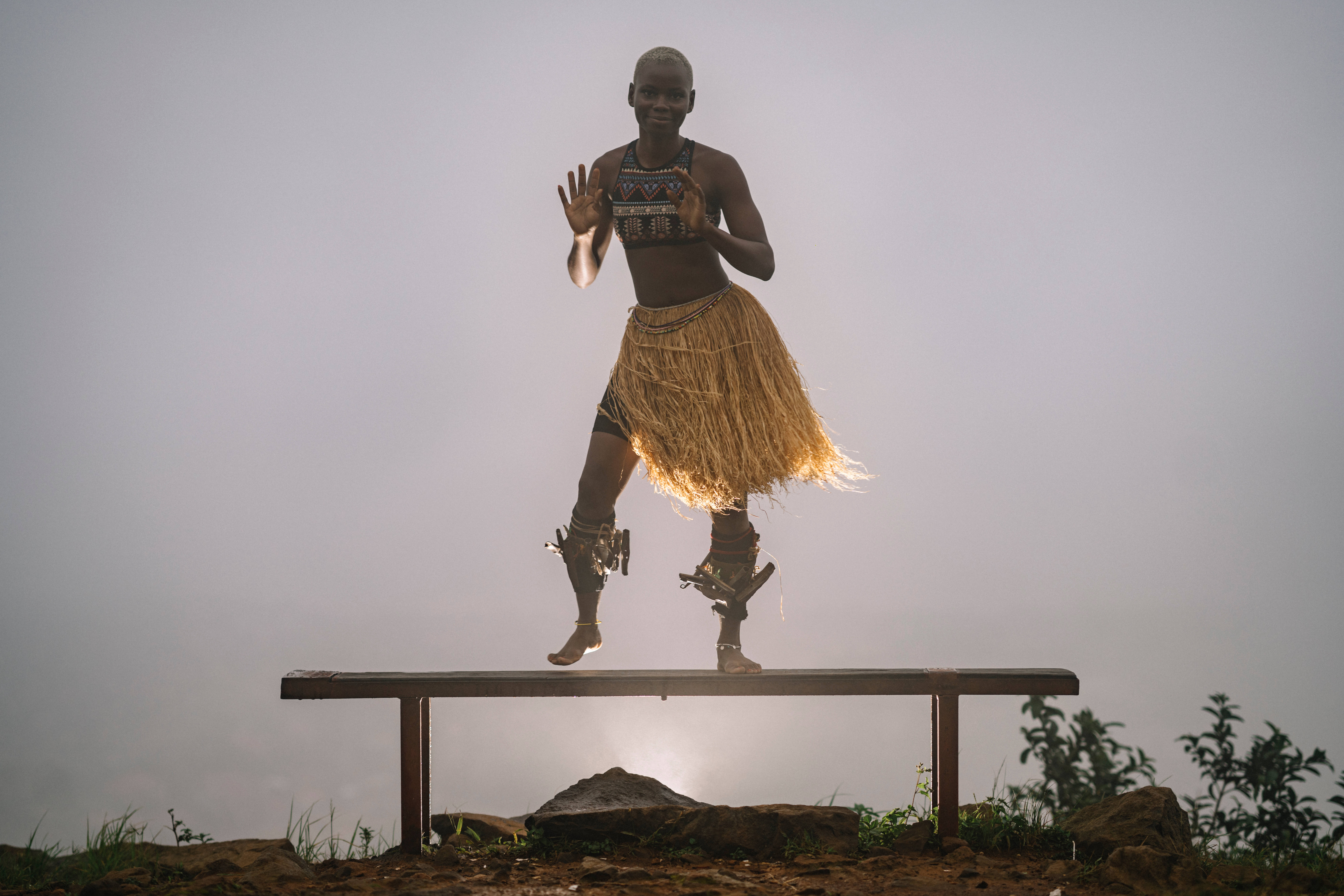 Sierra Leone, traditional grass skirt, patterned top, 8K Desktop Wallpaper