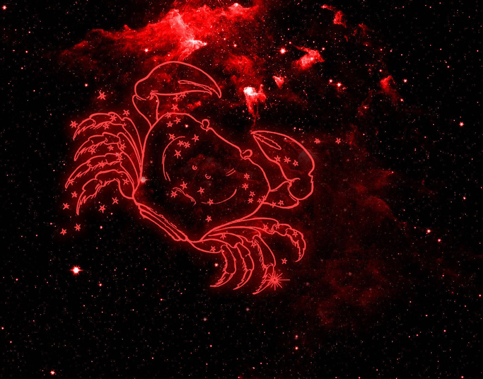 crab constellation, cancer symbol, glowing red, HD Desktop Wallpaper