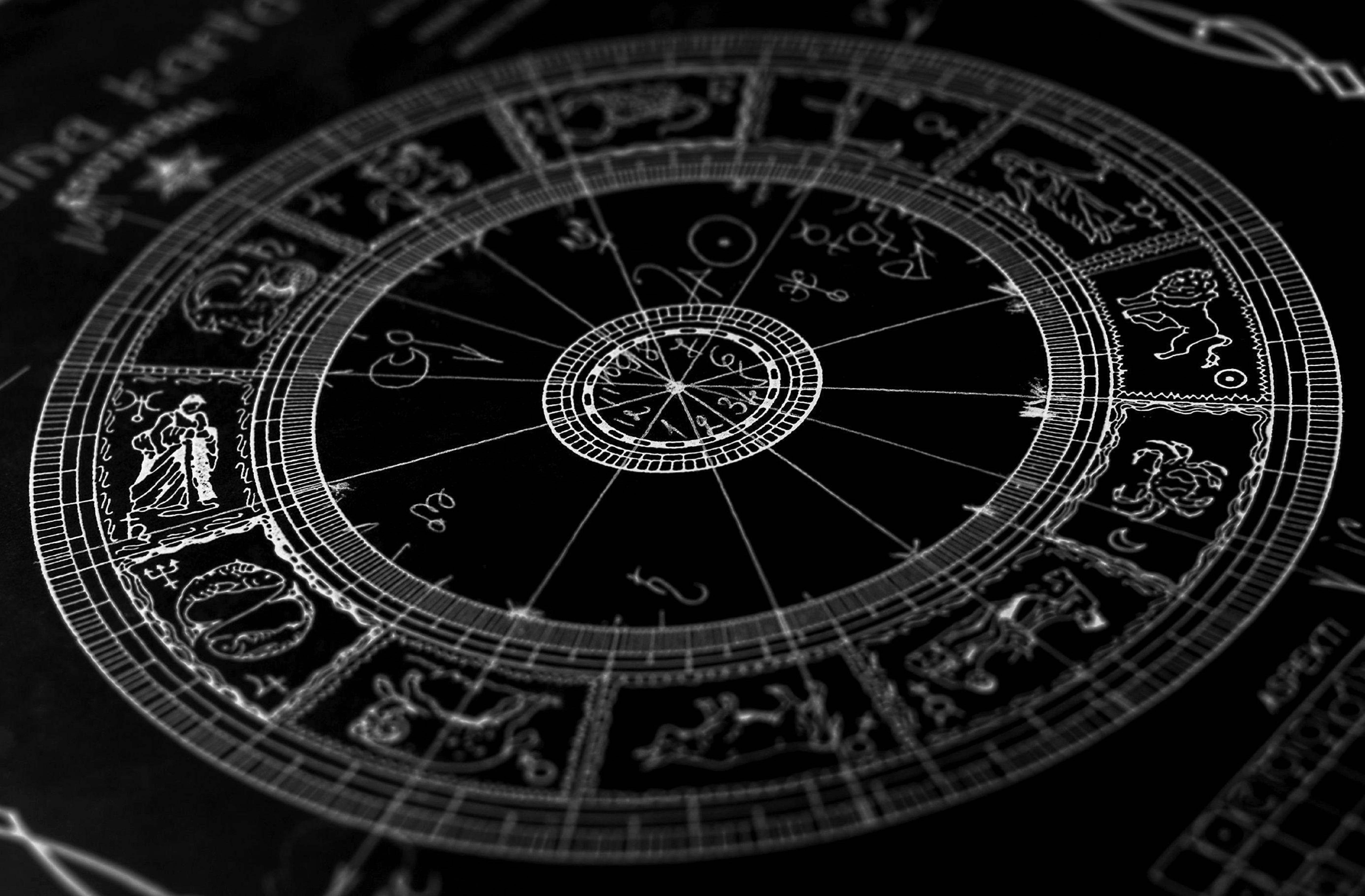 zodiac signs, monochrome chart, white line drawing, 5K Desktop Wallpaper