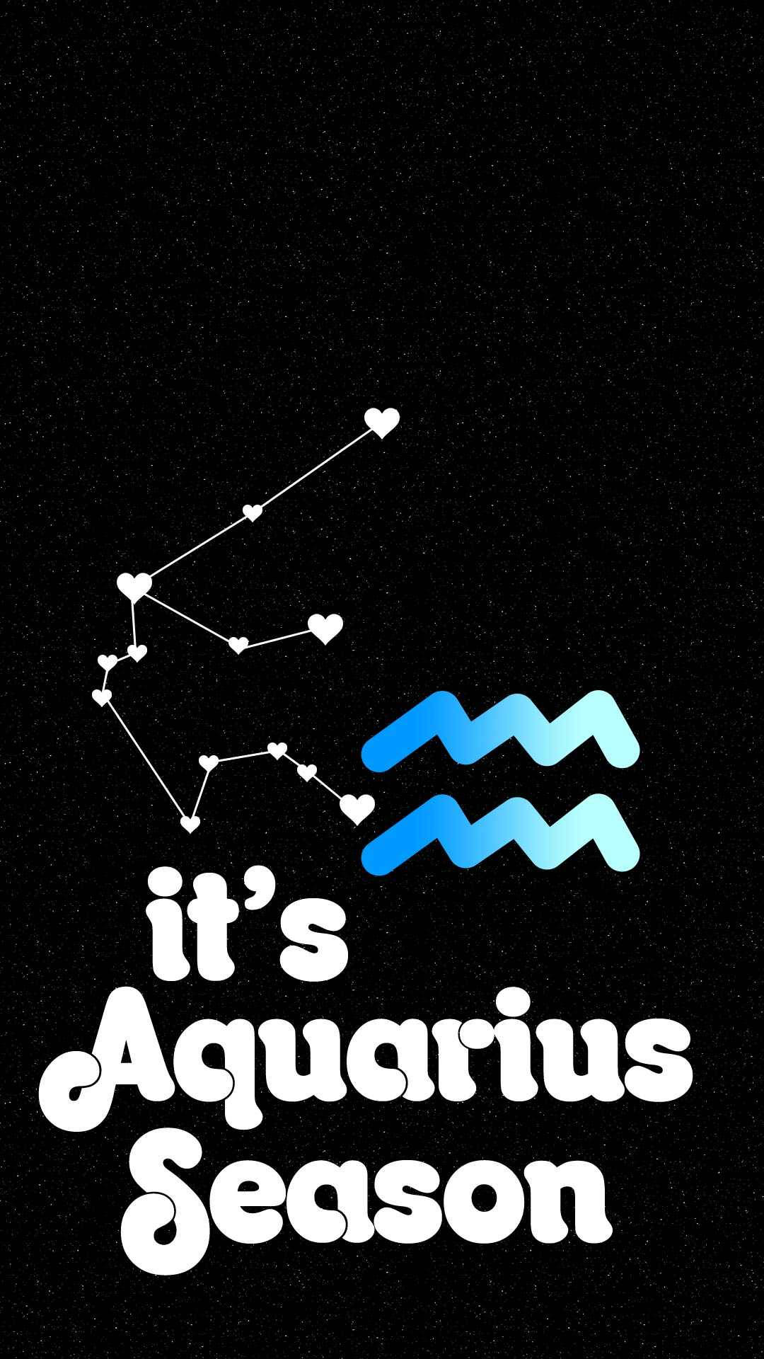 Aquarius constellation, hearts, blue water symbol, Full HD Phone Wallpaper