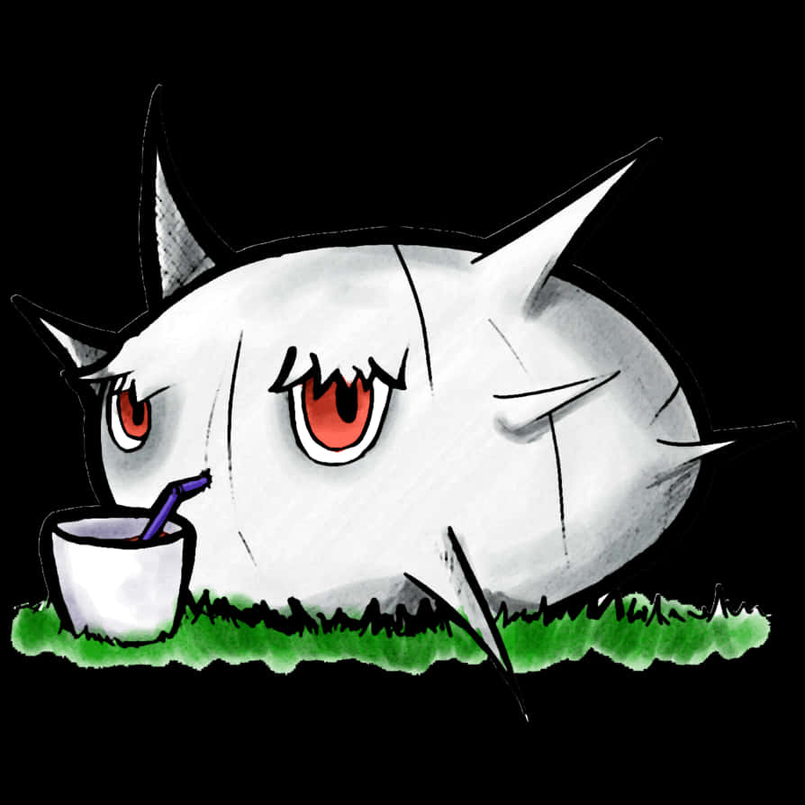 Silcoon, white spiky cartoon creature, red eyes, SD Desktop Wallpaper