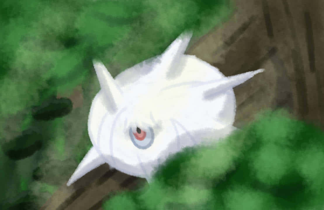 Silcoon, white ghostly Pokémon, red eyes, SD Desktop Wallpaper