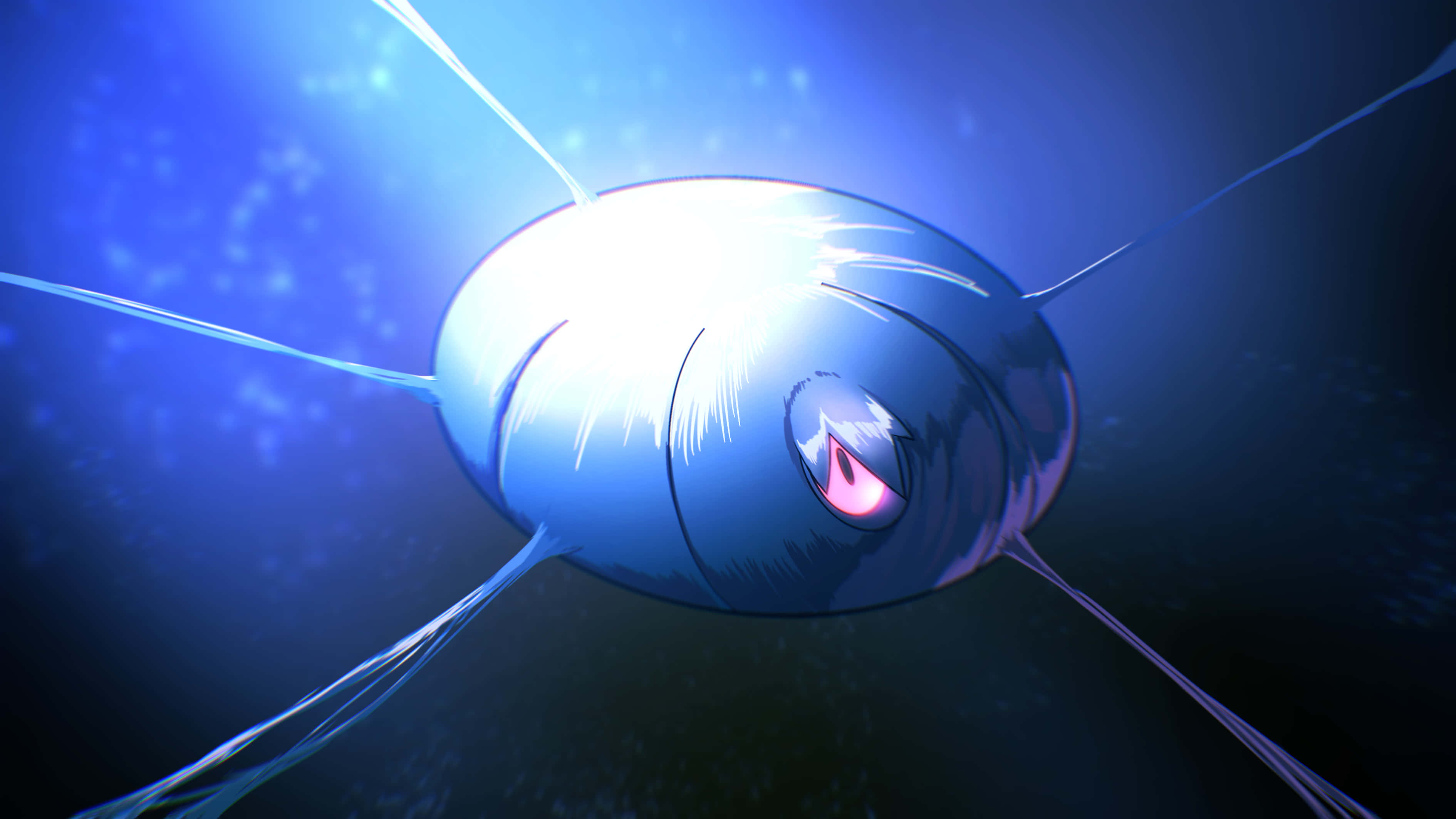 Silcoon, dim blue background, glowing blue jellyfish, 2K Desktop Wallpaper