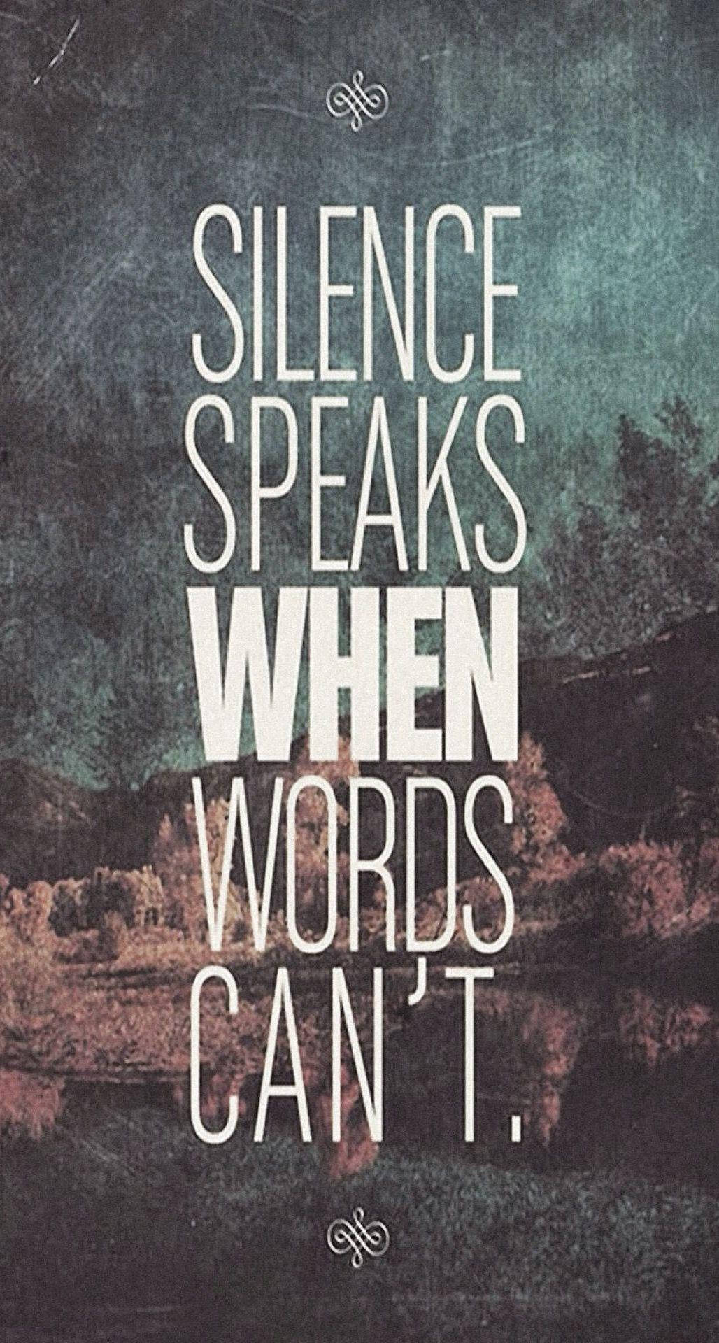 Silence, white text, dark teal and brown background, Full HD Phone Wallpaper