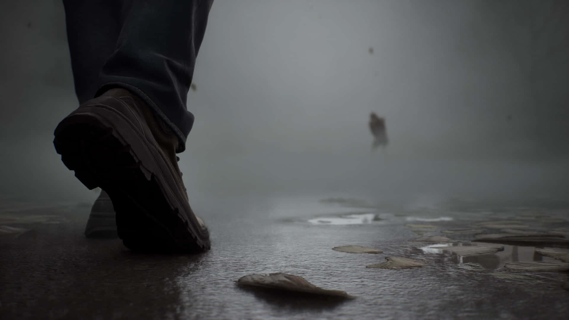 Silent Hill 2, foggy streets, wet cobblestone street, Full HD Desktop Wallpaper