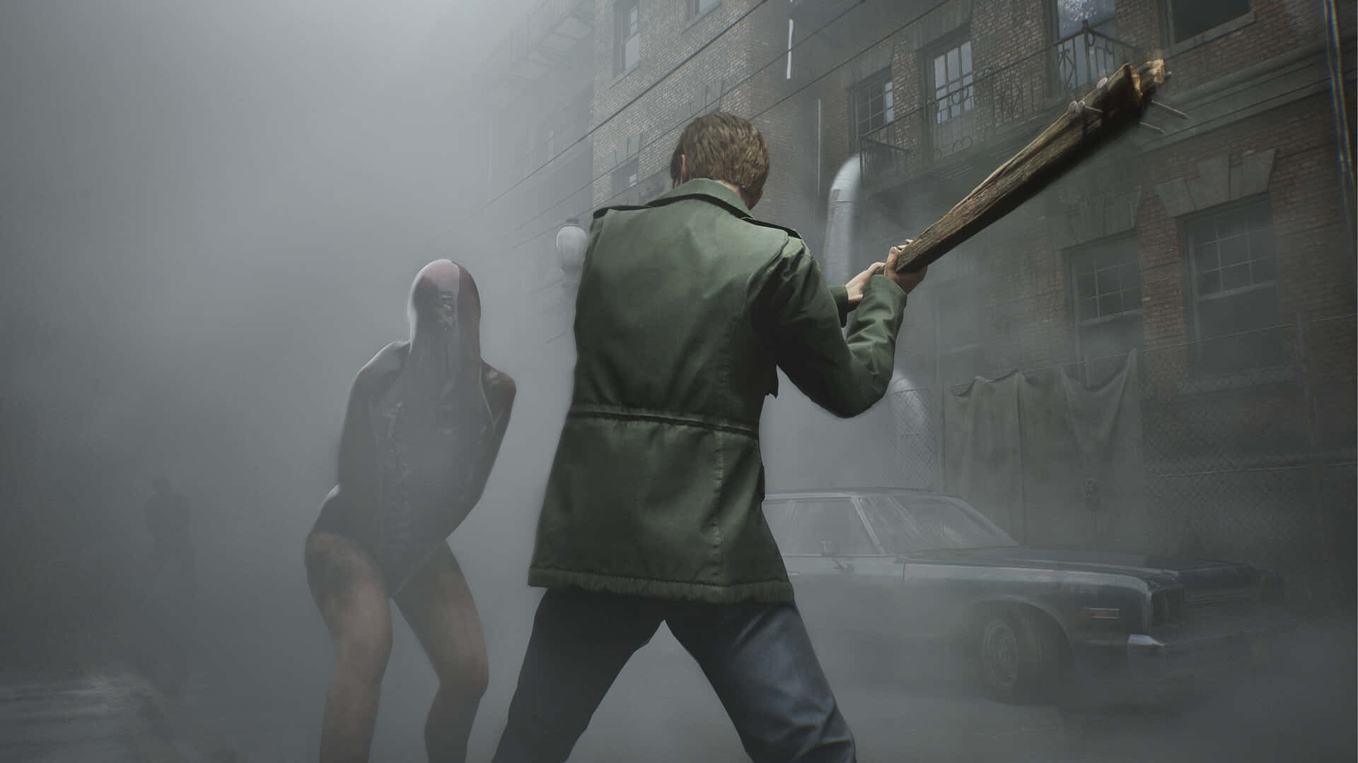 Silent Hill 2, man in a green jacket, baseball bat, Full HD Desktop Wallpaper