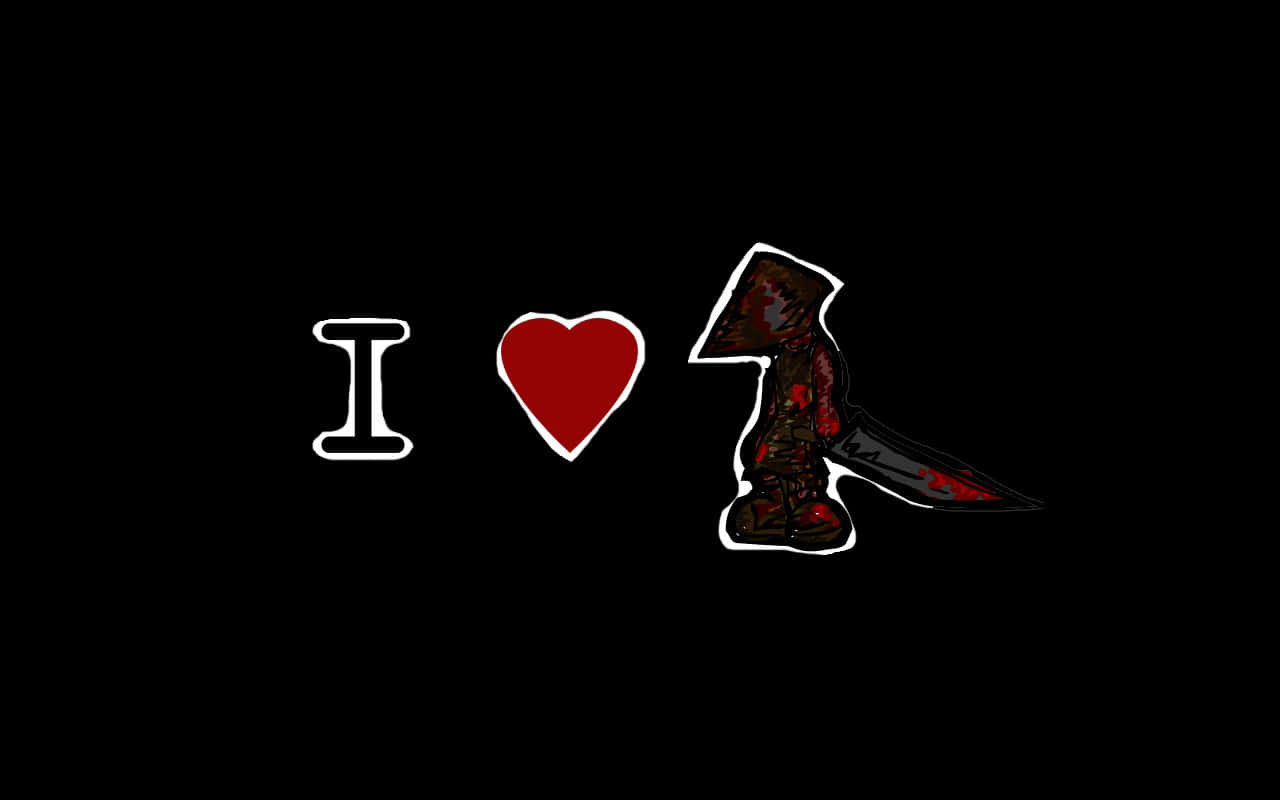Silent Hill Characters, black background, white outlined 'I', HD Desktop Wallpaper