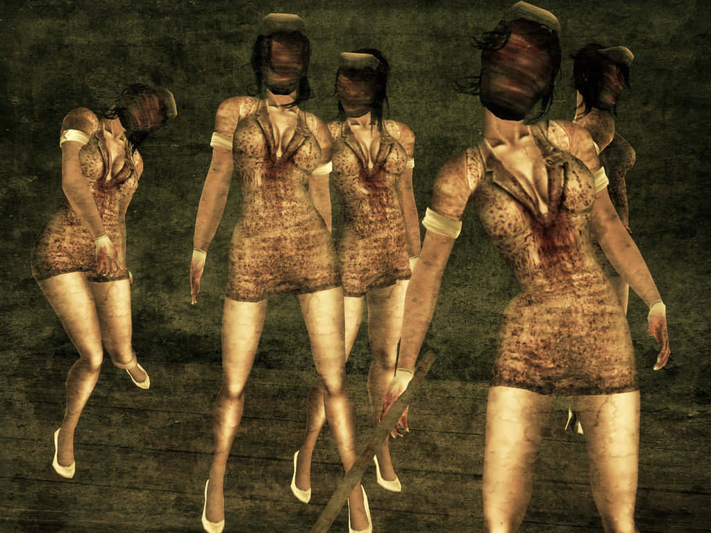 Silent Hill Characters, five distorted female figures, tattered dresses, SD Desktop Wallpaper