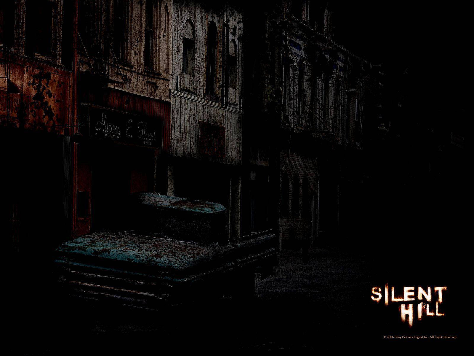Silent Hill, rusted truck, dark eerie street, HD Desktop Wallpaper