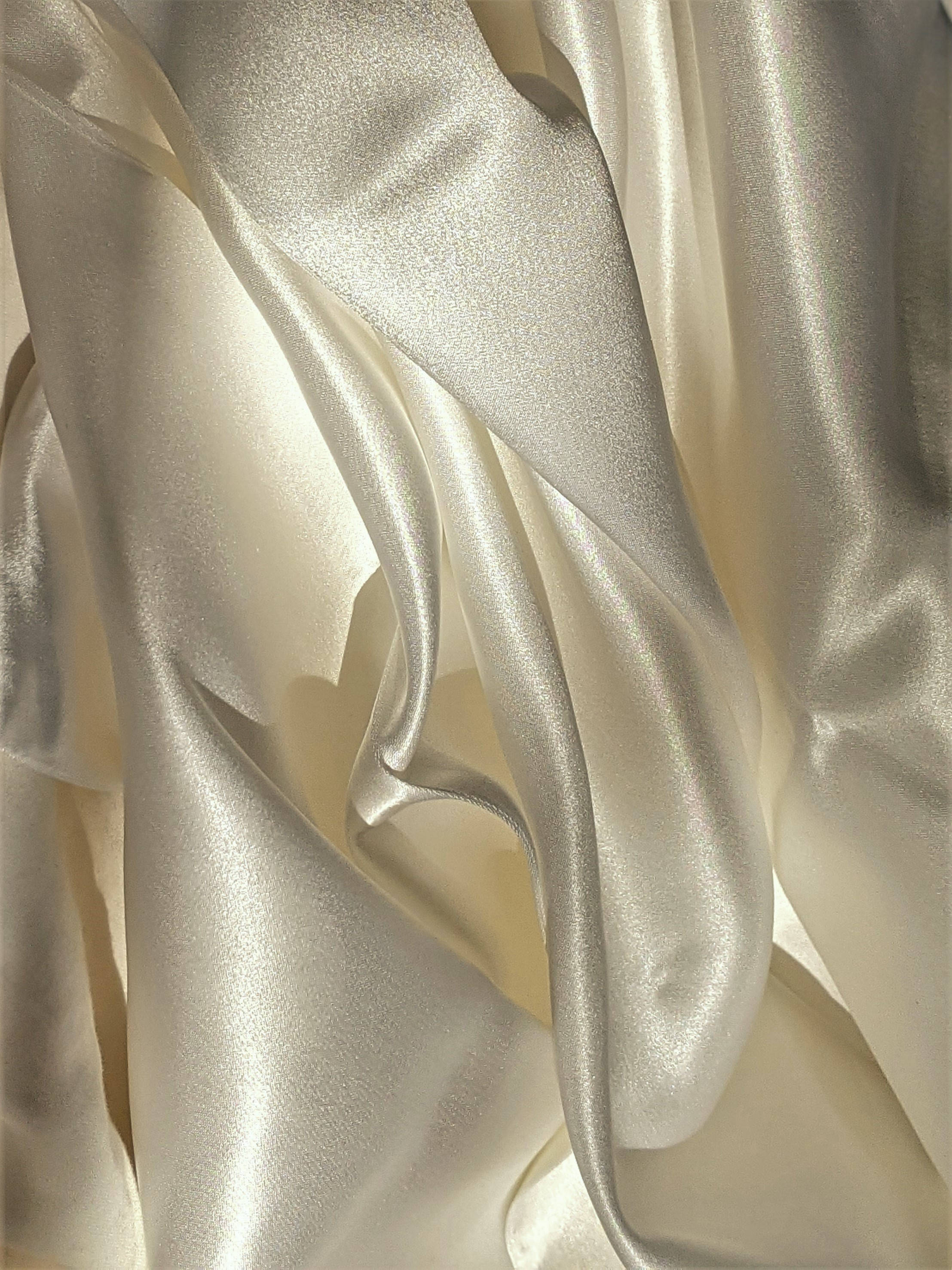 ivory silk fabric, cream silk fabric, soft folds, 2K Phone Wallpaper