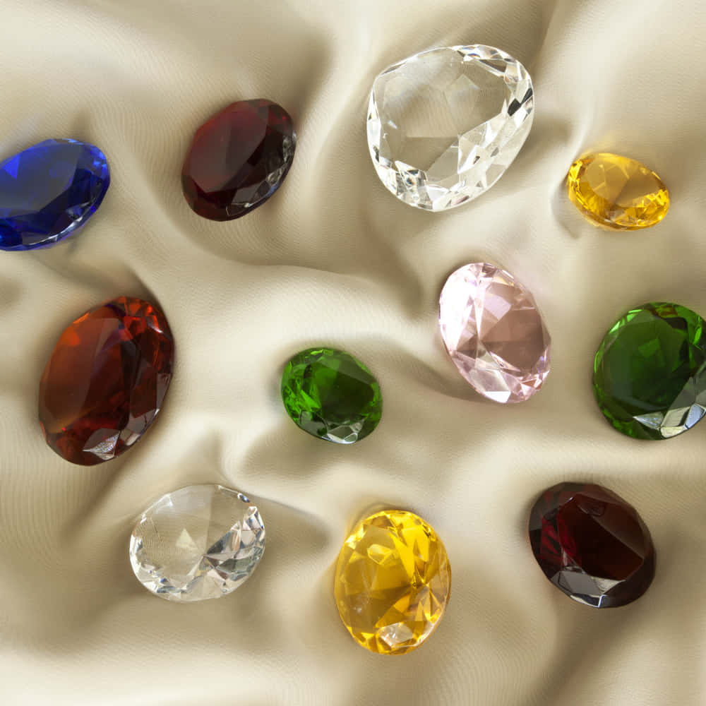 gemstones, silk cloth, cream silk fabric, SD Desktop Wallpaper