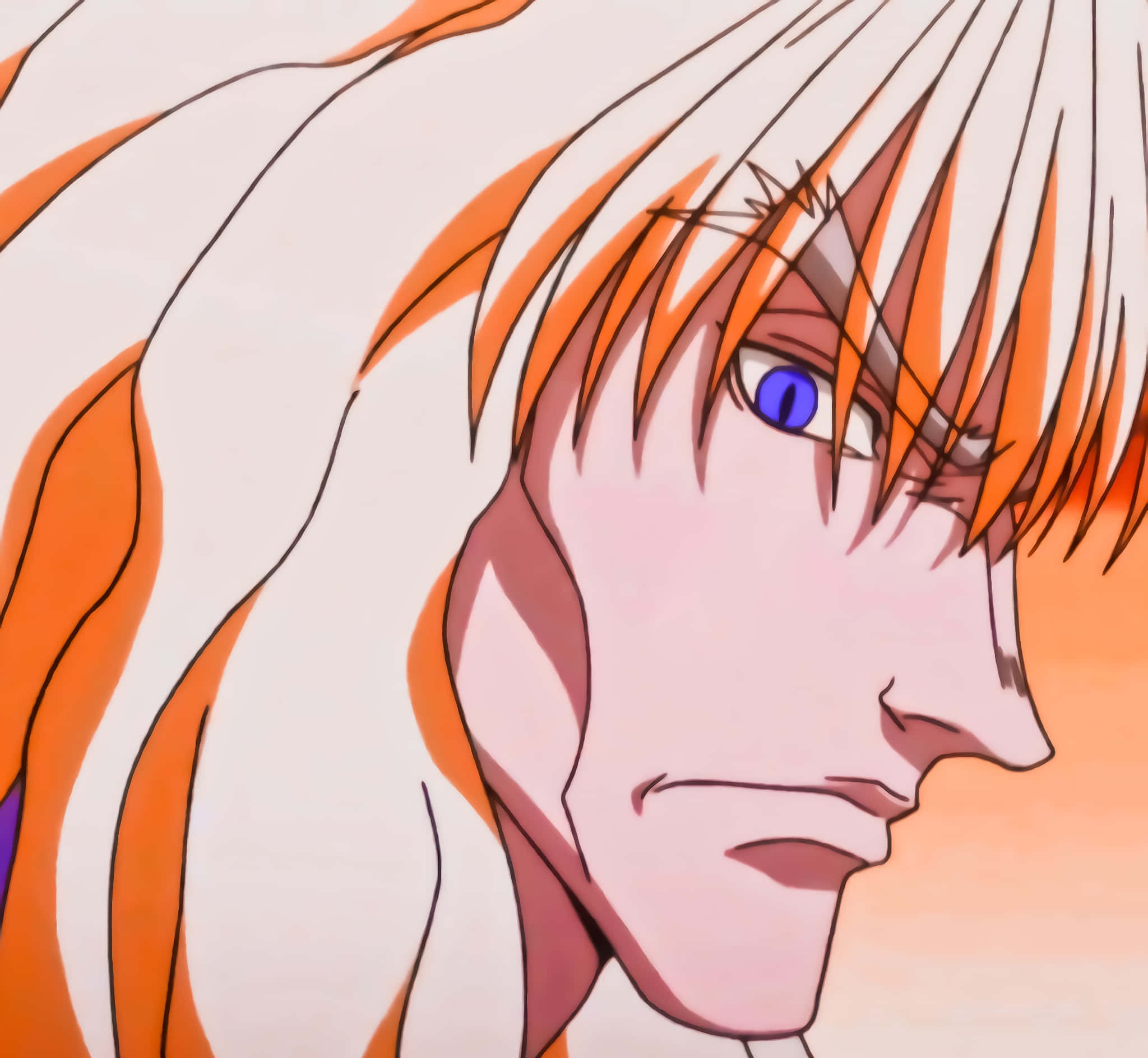 Silva Zoldyck, white and orange hair, intense blue eyes, Full HD Desktop Wallpaper