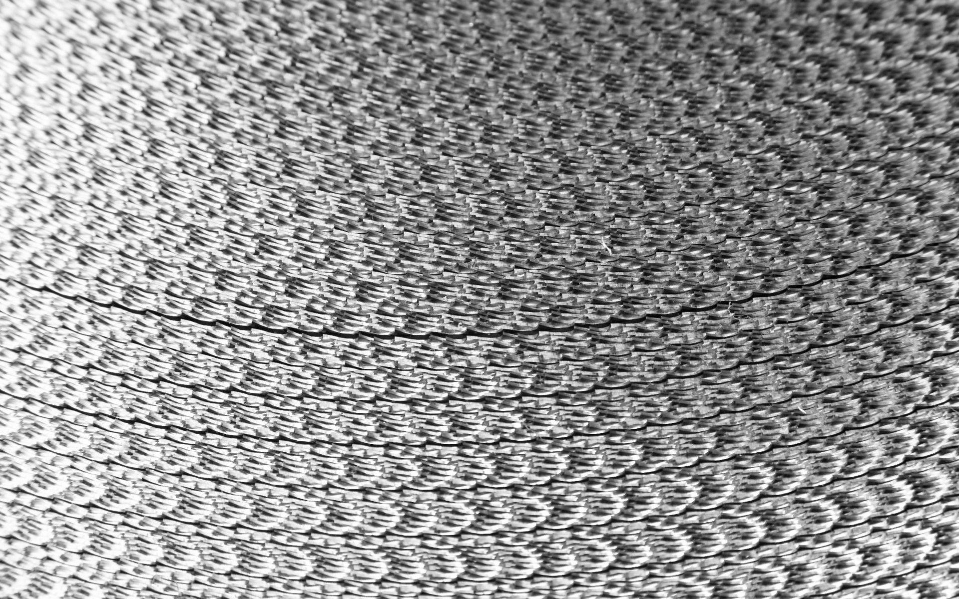 silver braided metal surface, tightly woven metallic mesh, repeating circular patterns, Full HD Desktop Wallpaper