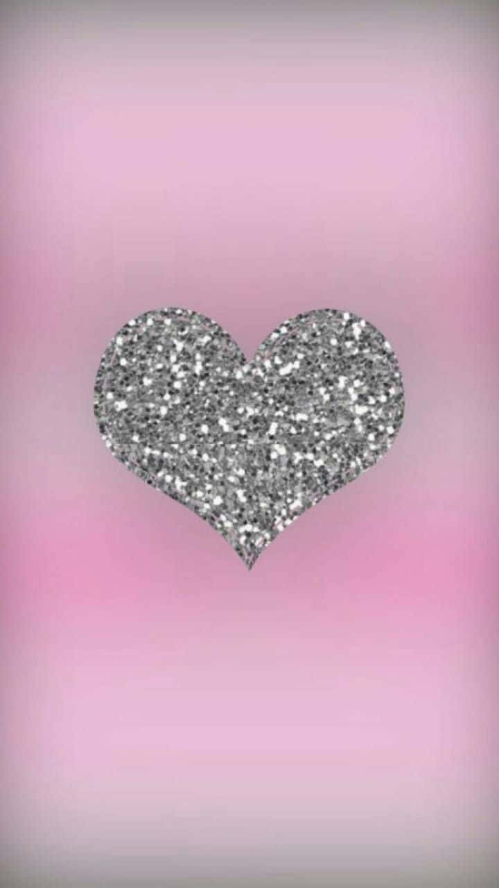 glitter pink hearts, sparkling silver glitter heart, soft gradient pink background, HD Phone Wallpaper