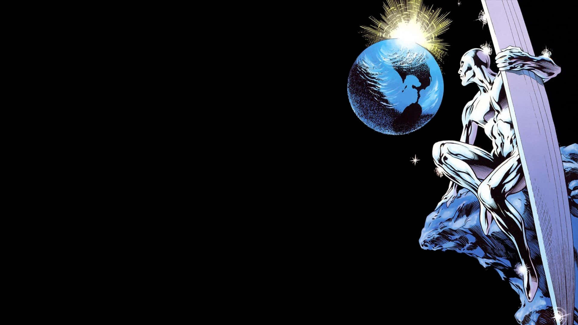 Silver Surfer, cosmic guardian, glowing sword, Full HD Desktop Wallpaper