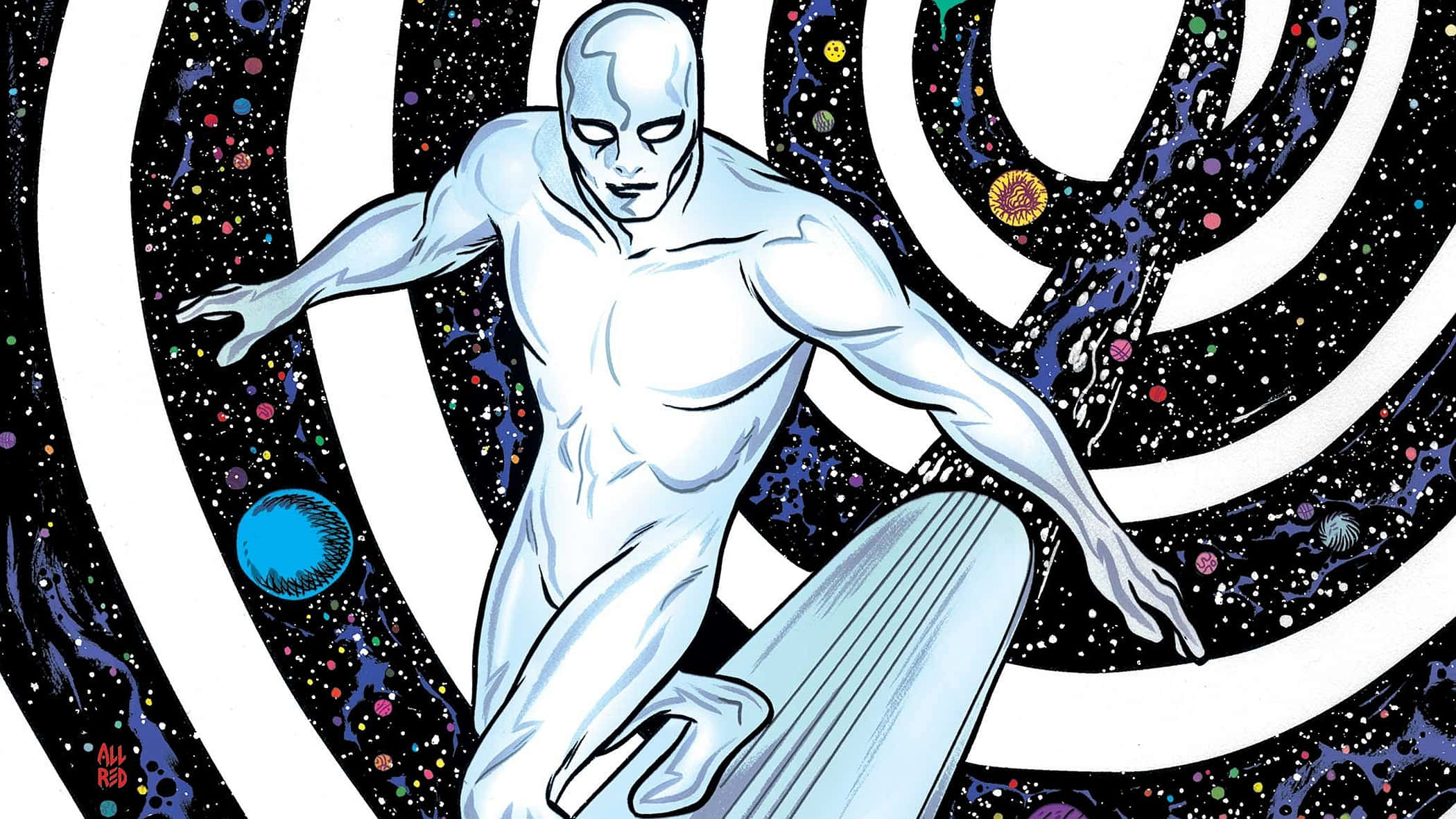Silver Surfer, cosmic swirl, stars, Full HD Desktop Wallpaper