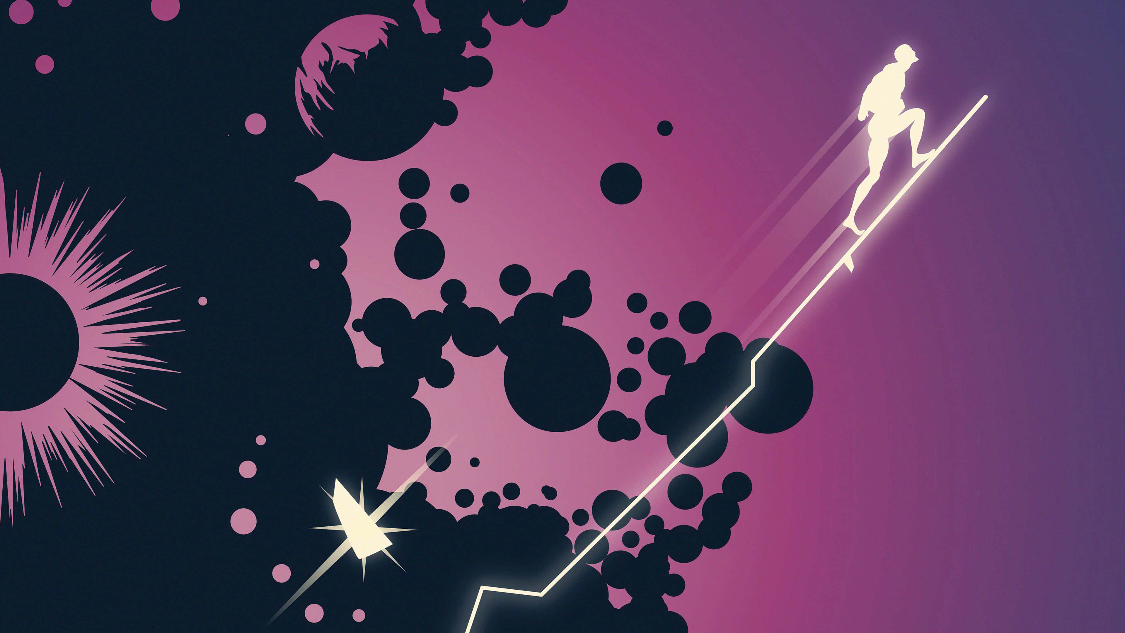 Silver Surfer, cosmic journey, glowing white runner, 4K Desktop Wallpaper