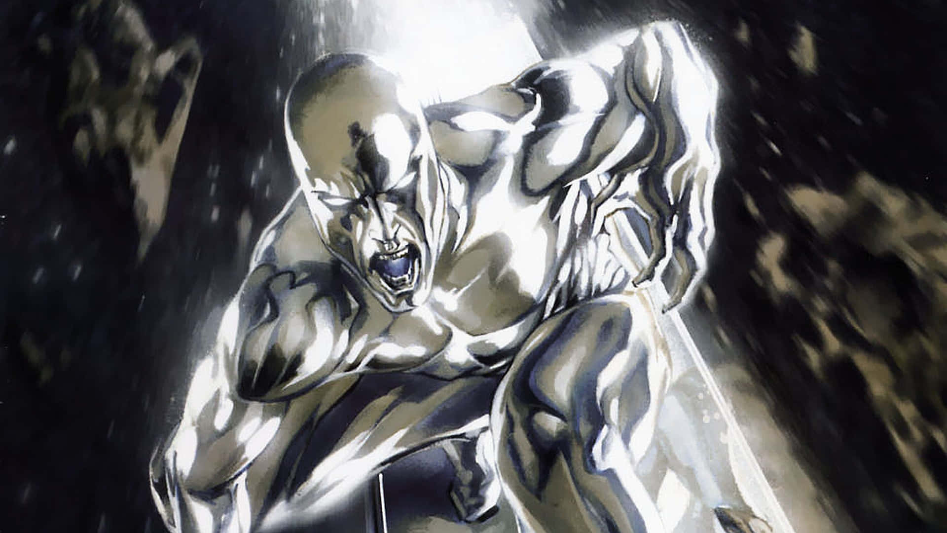 Silver Surfer, cosmic power, muscular silver humanoid, Full HD Desktop Wallpaper