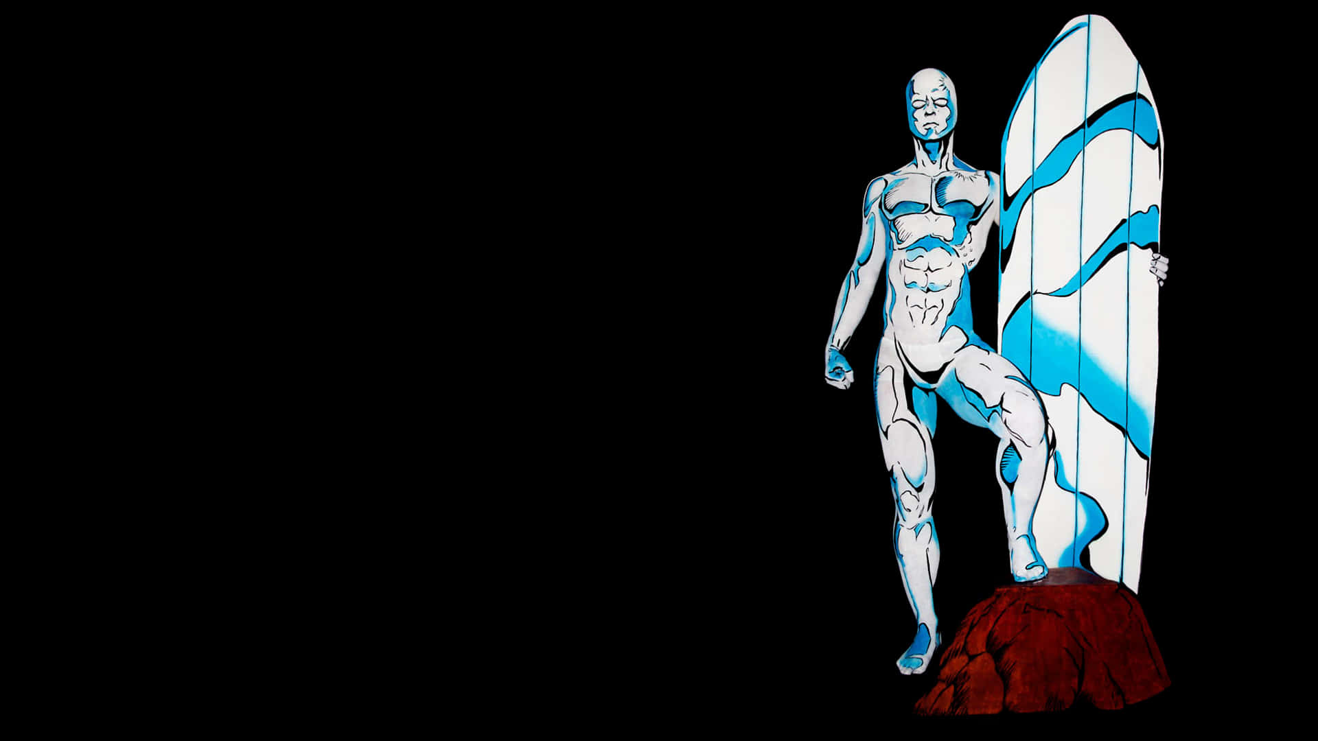 Silver Surfer, blue and white, surfboard, Full HD Desktop Wallpaper