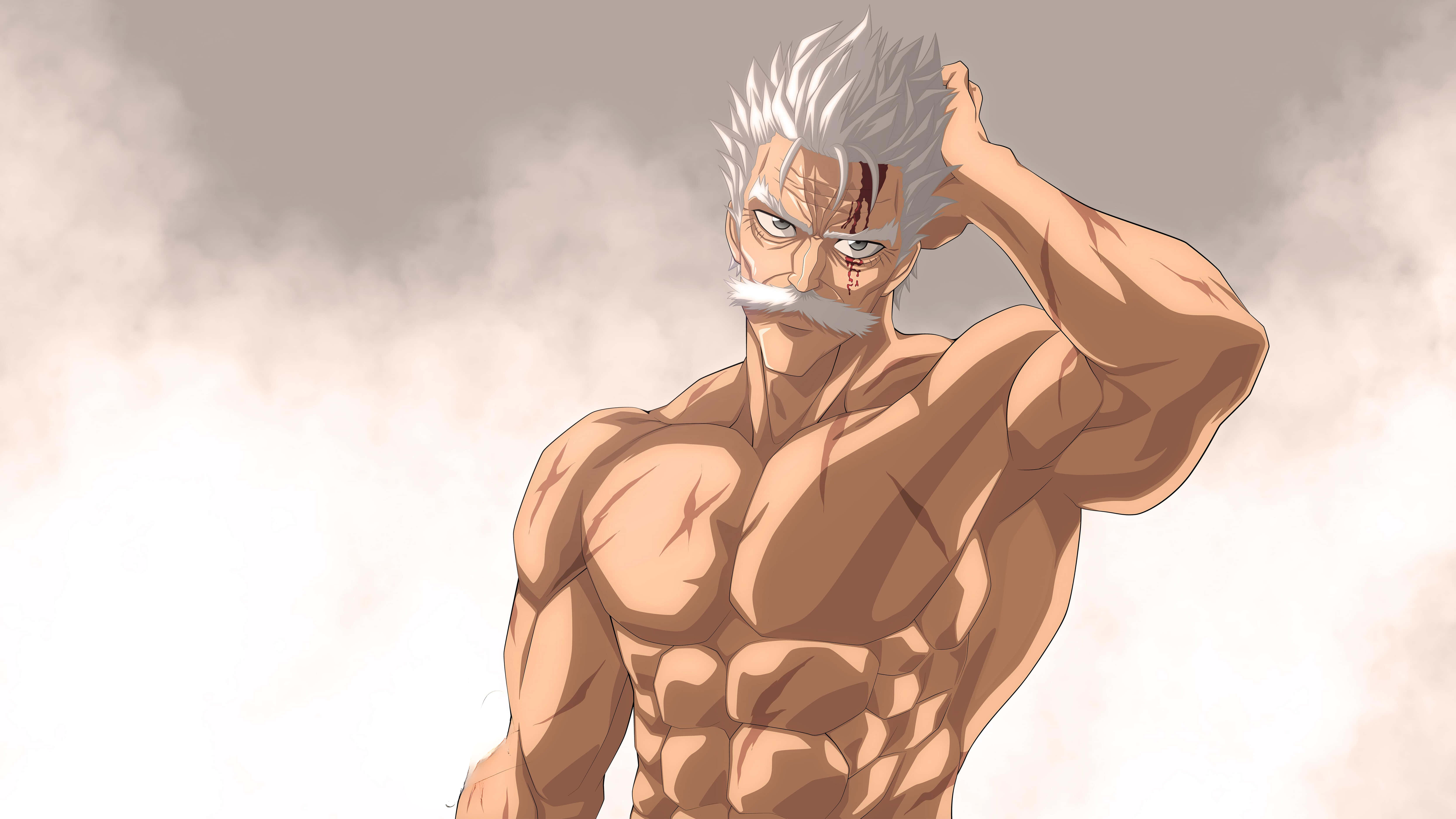 Silverfang, anime warrior, white hair, 5K Desktop Wallpaper