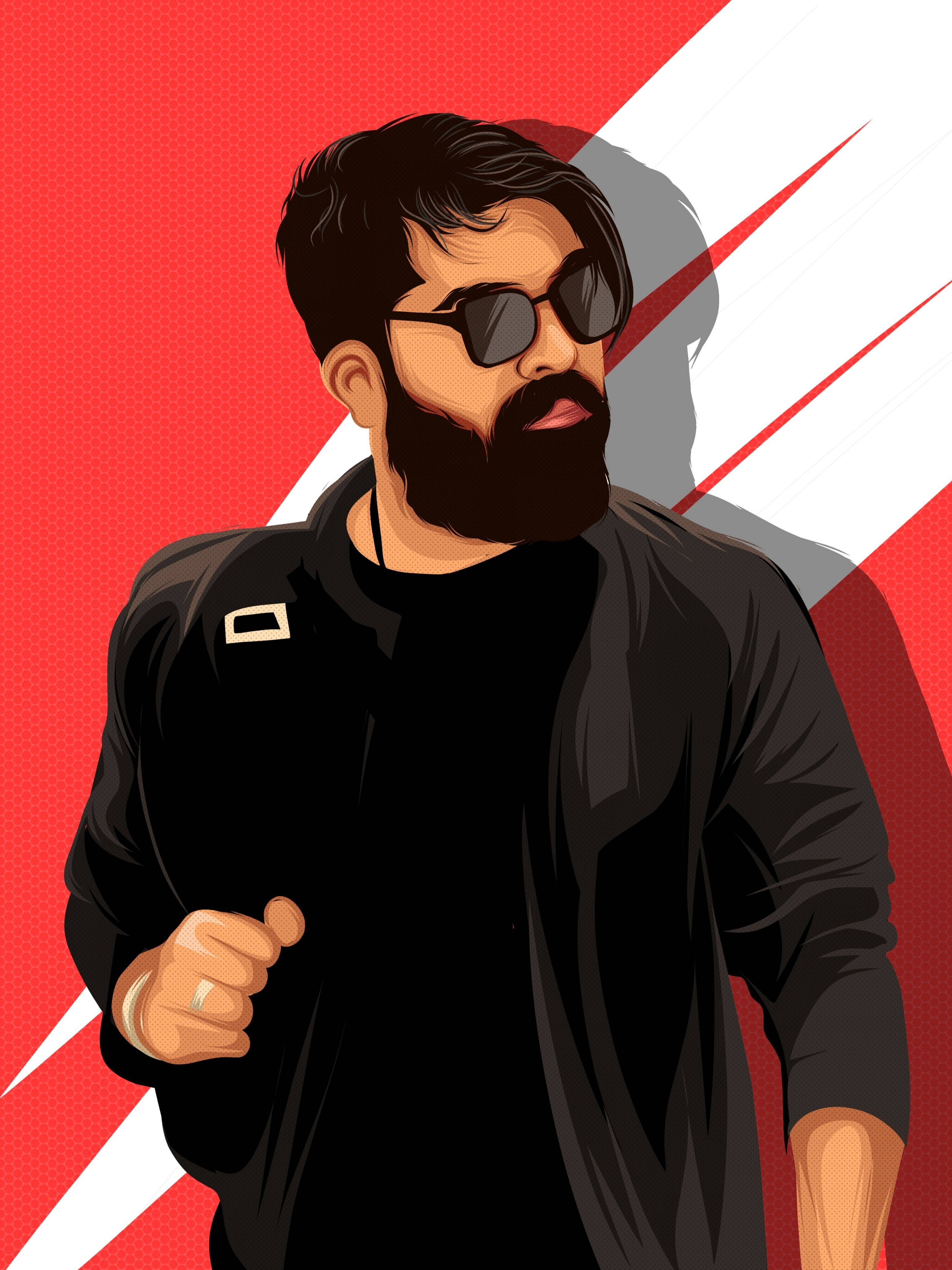 Simbu, bearded man, sunglasses, 4K Phone Wallpaper