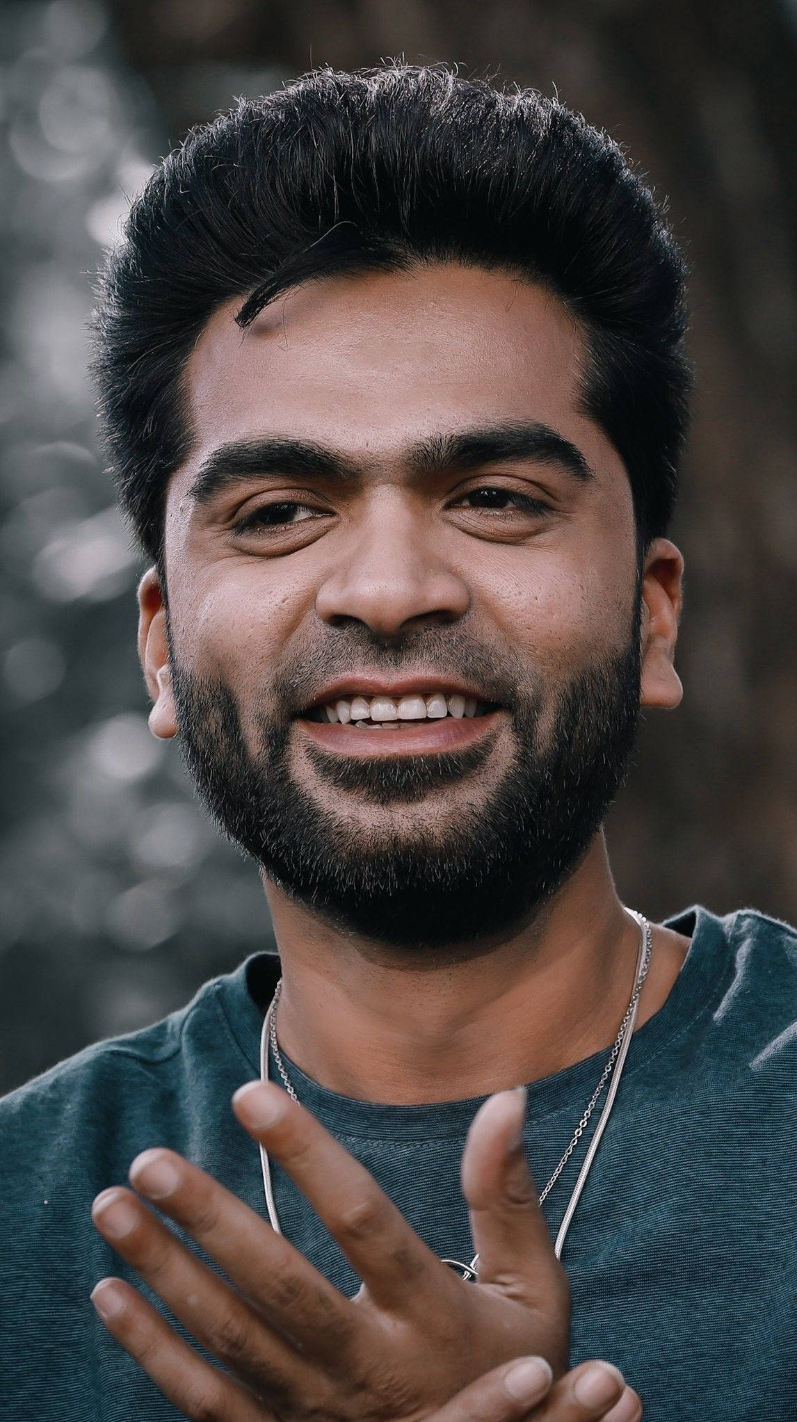 Simbu, beard, smiles warmly, Full HD Phone Wallpaper