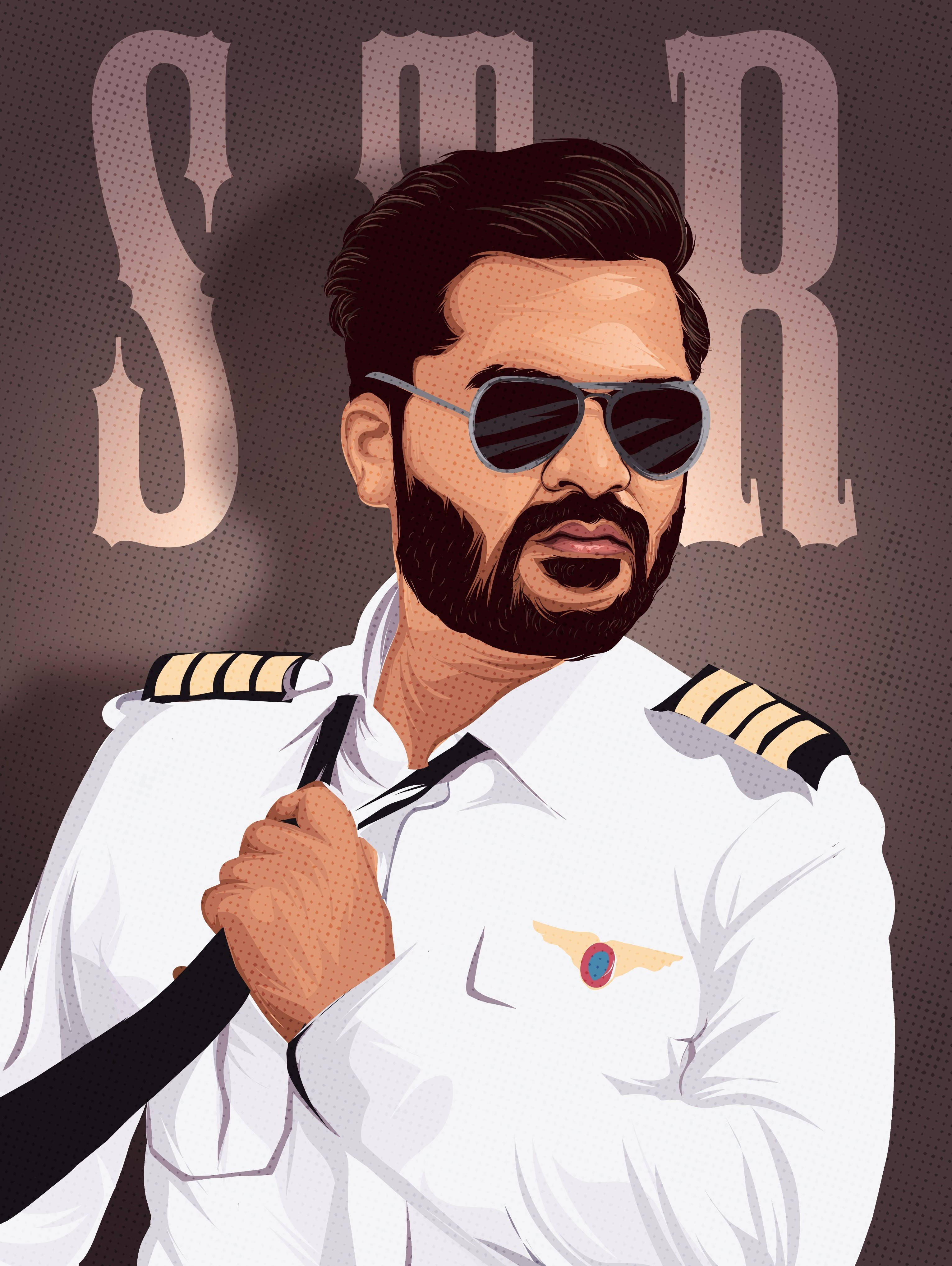 Simbu, white uniform, aviator sunglasses, 4K Phone Wallpaper