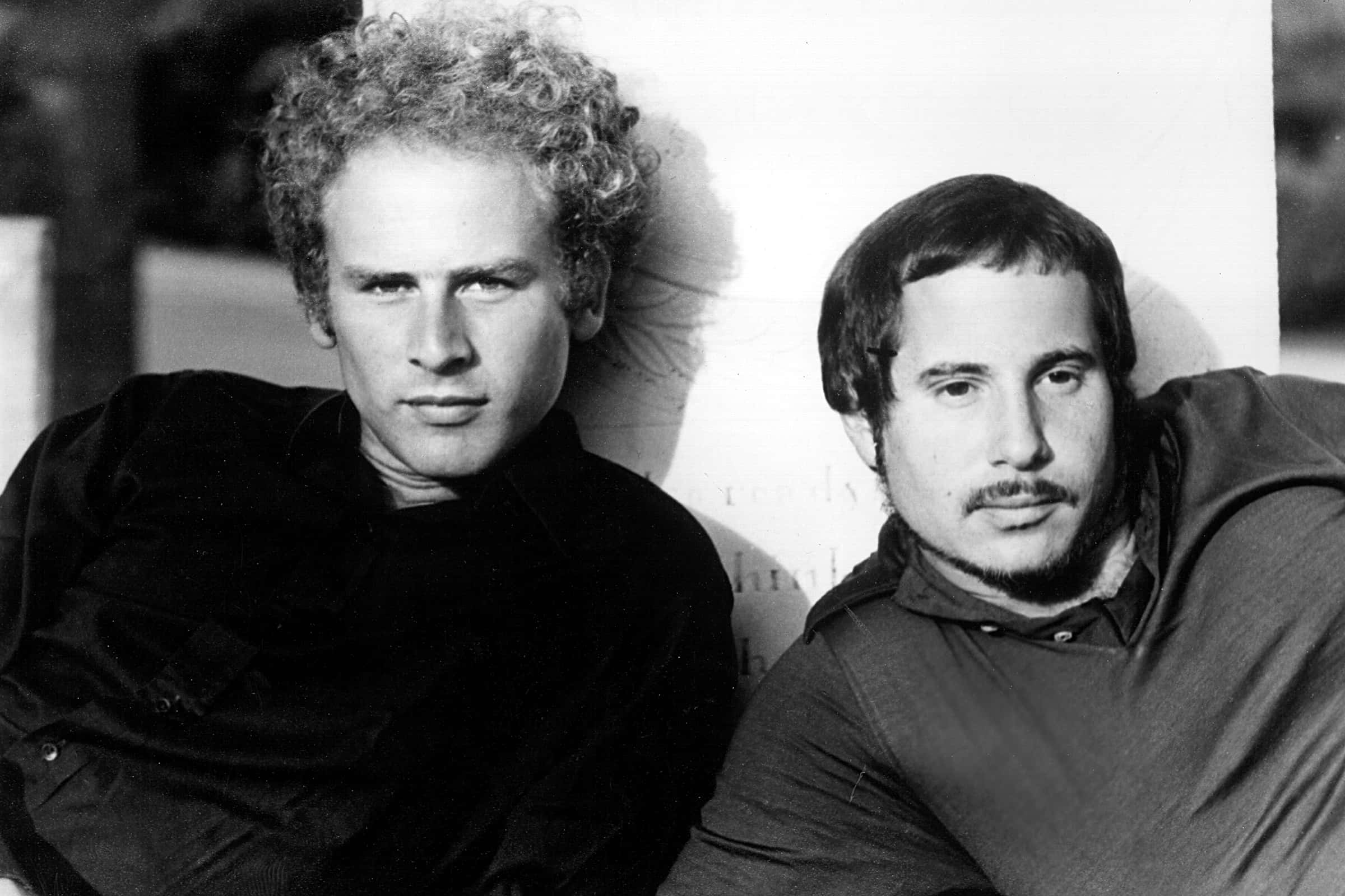 Simon And Garfunkel, black and white portrait, two men, Full HD Desktop Wallpaper