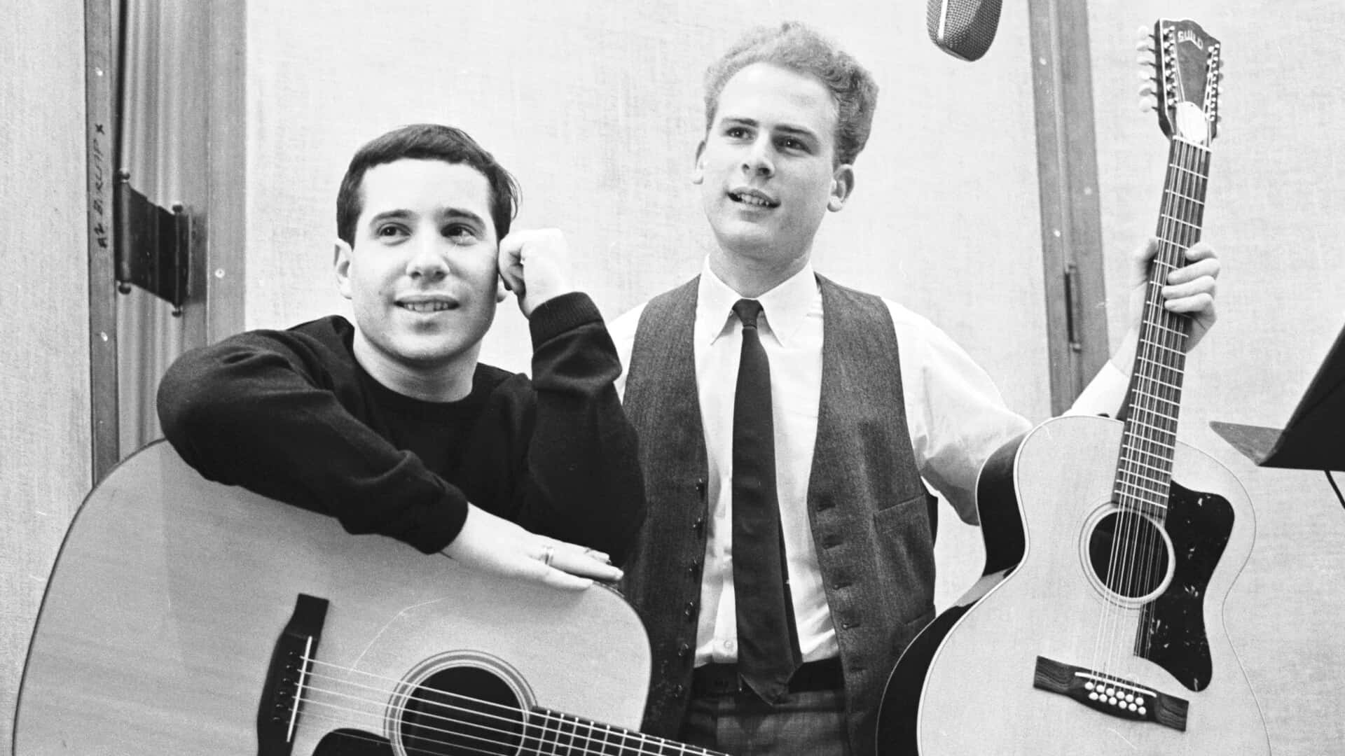 Simon And Garfunkel, acoustic guitars, vintage recording studio, Full HD Desktop Wallpaper