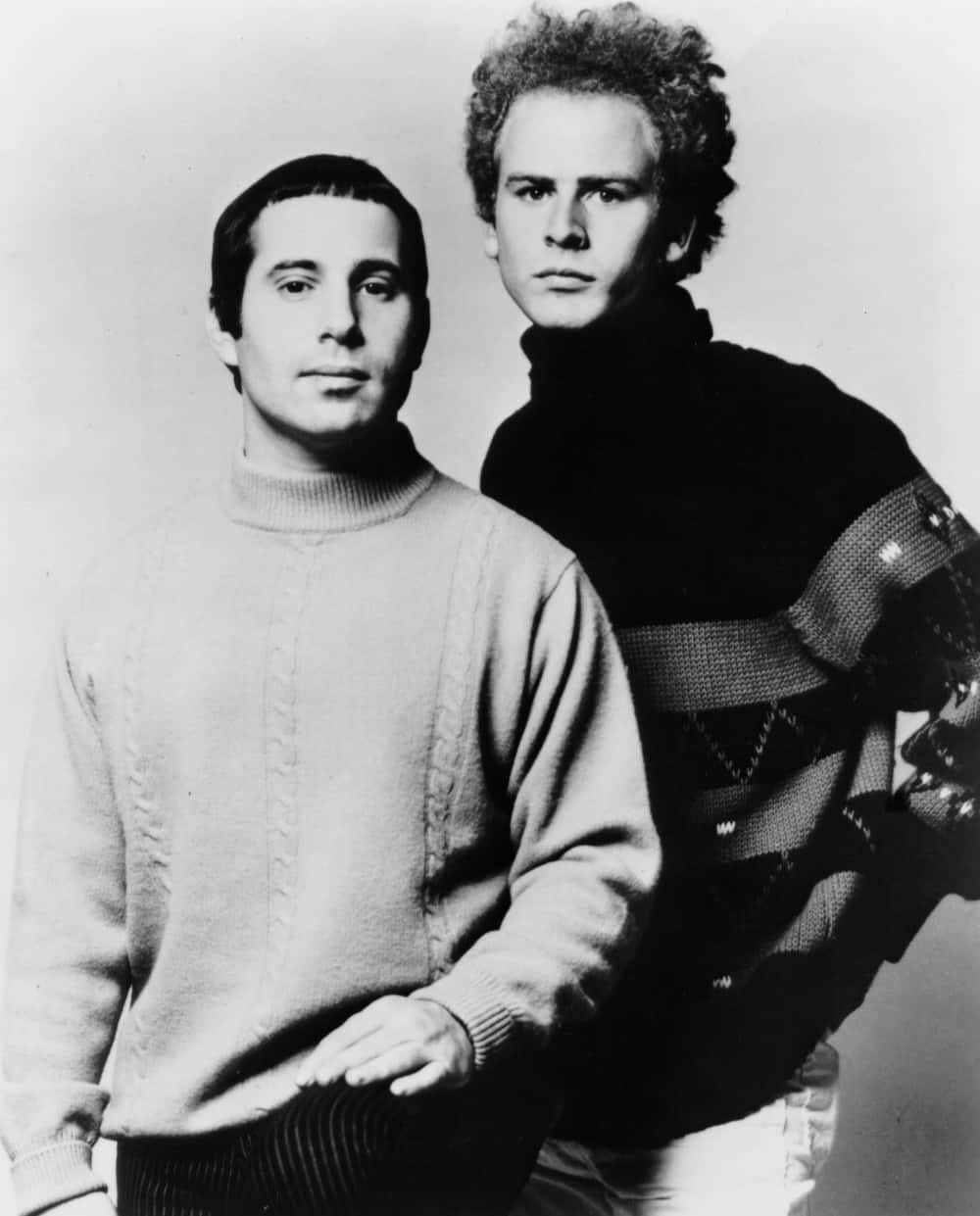 Simon And Garfunkel, curly hair, patterned turtleneck, SD Phone Wallpaper