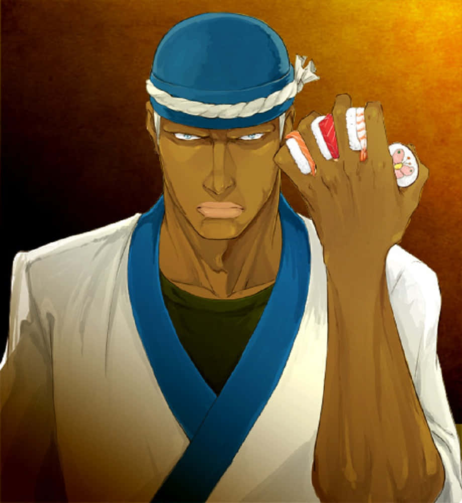 Simon Brezhnev, anime chef, blue headband, SD Phone Wallpaper