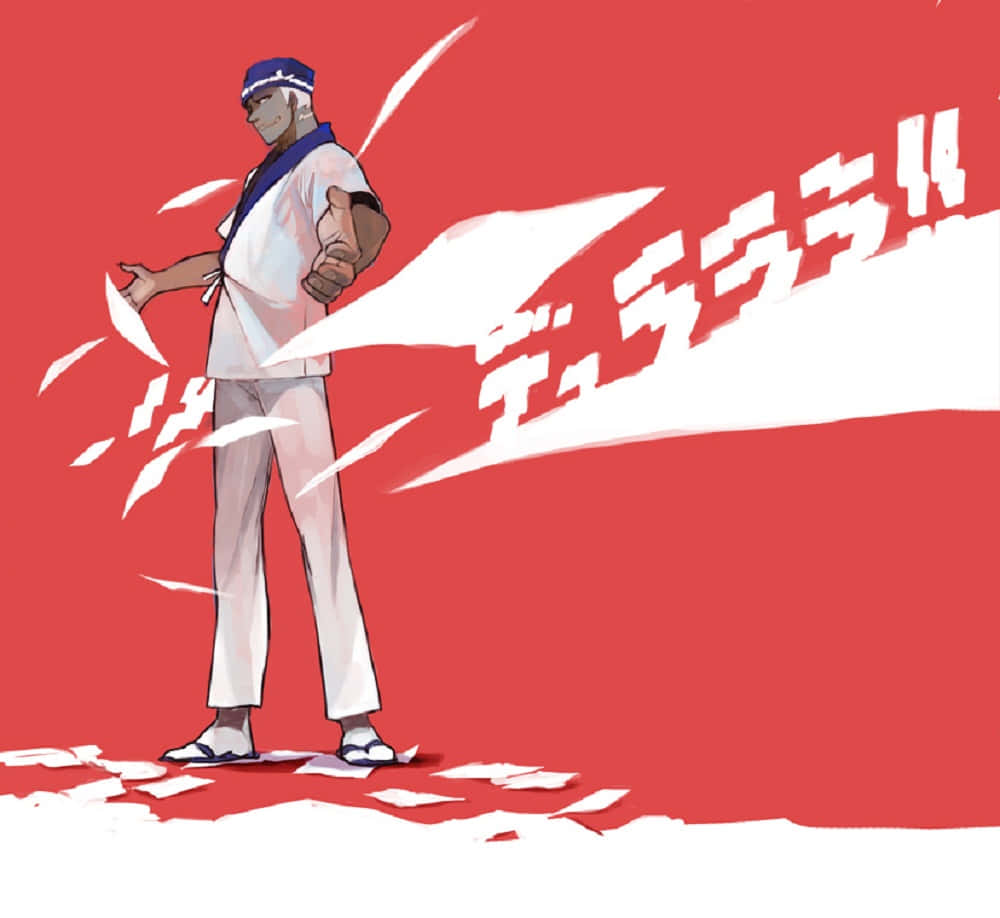 Simon Brezhnev, white martial arts uniform, bold red background, SD Desktop Wallpaper