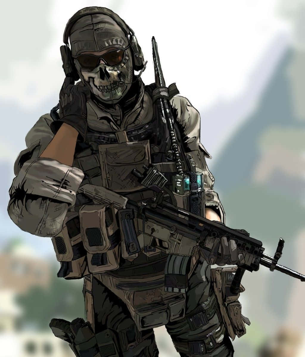 Simon Ghost Riley, skull-masked soldier, tactical gear, SD Phone Wallpaper