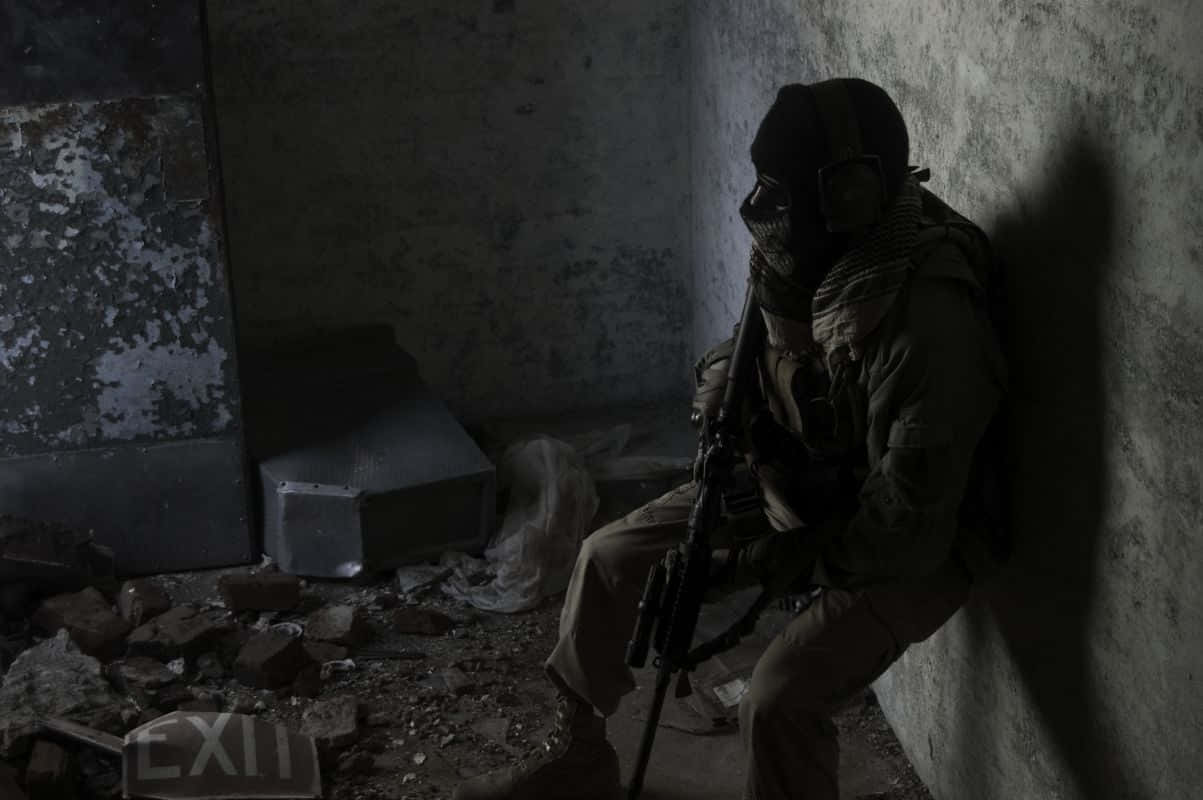 Simon Ghost Riley, tactical gear, rifle, SD Desktop Wallpaper