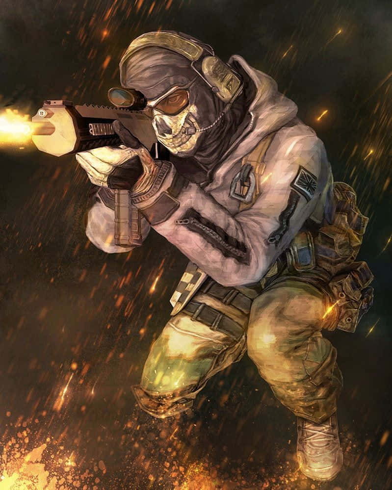 Simon Ghost Riley, tactical gear, flying sparks, SD Phone Wallpaper