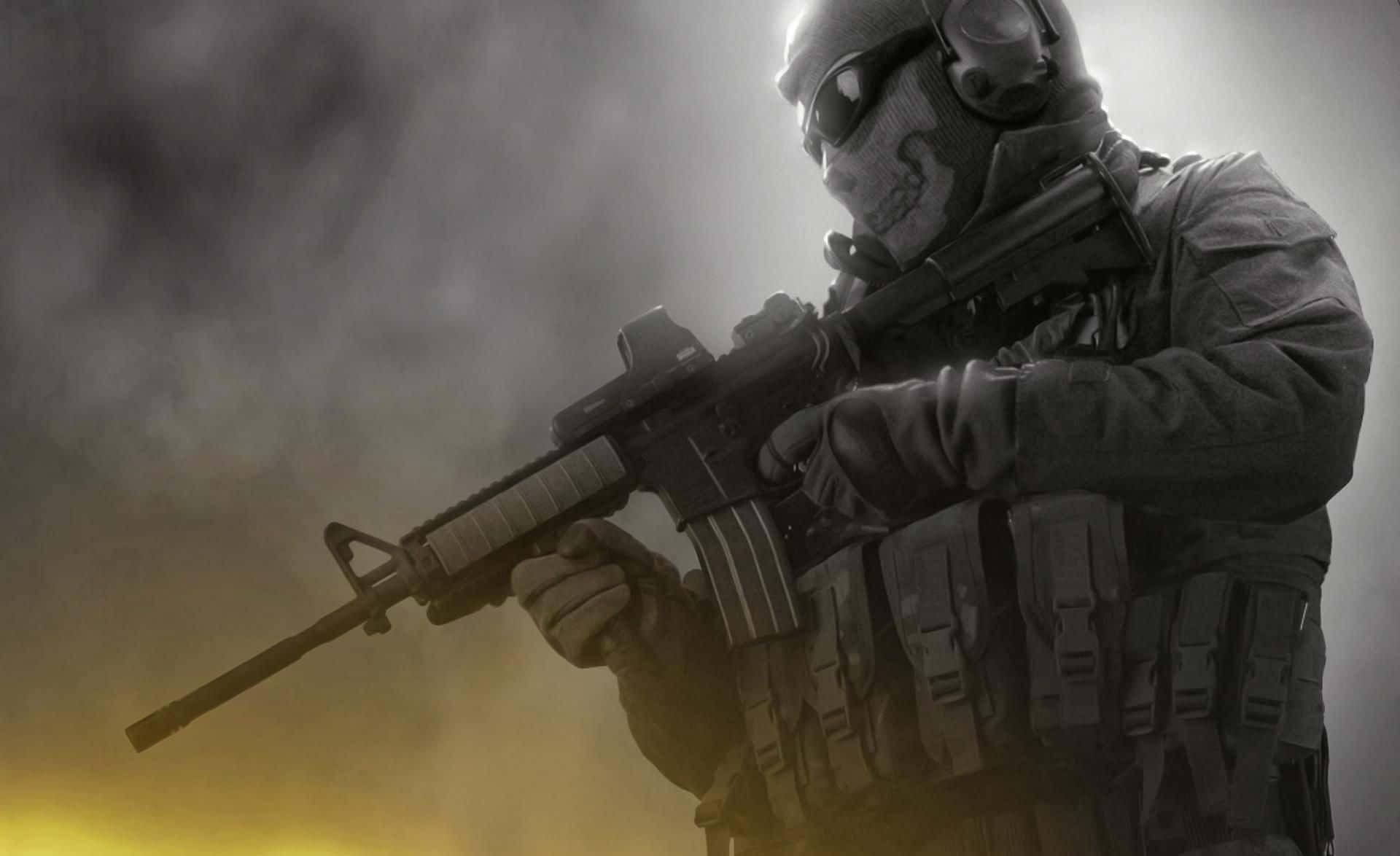 Simon 'Ghost' Riley, tactical gear, assault rifle, Full HD Desktop Wallpaper