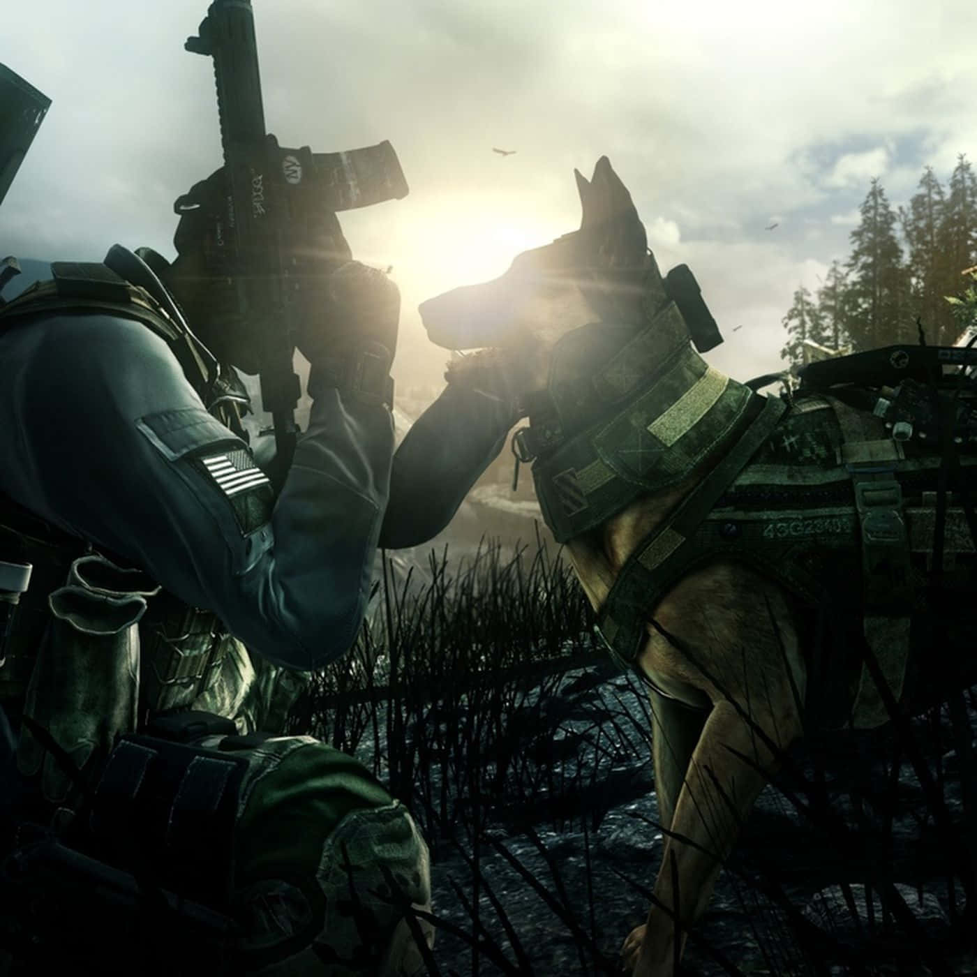 Simon Ghost Riley, tactical gear, military dog, HD Desktop Wallpaper