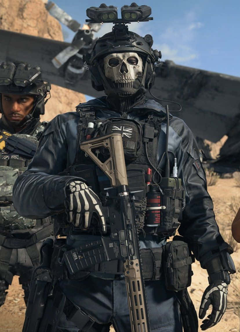 Simon "Ghost" Riley, skull mask, tactical gear, SD Phone Wallpaper