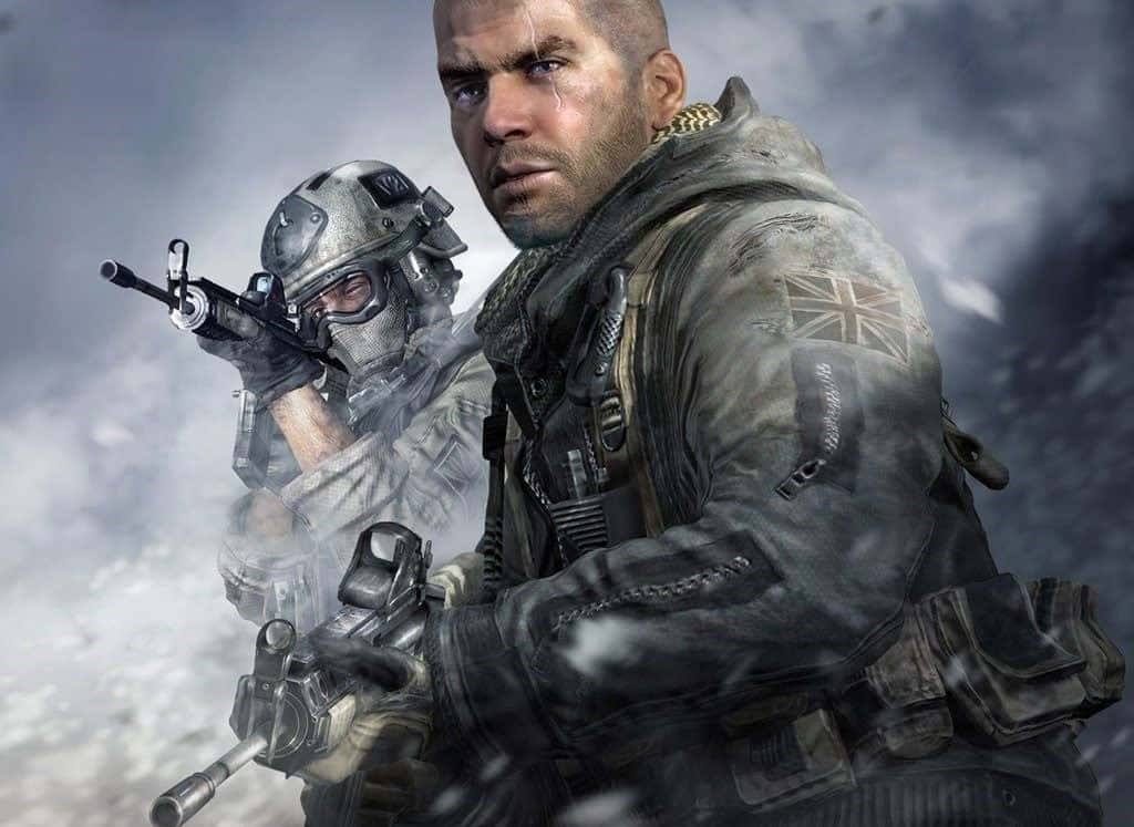 Simon Ghost Riley, combat gear, stormy battlefield, SD Desktop Wallpaper
