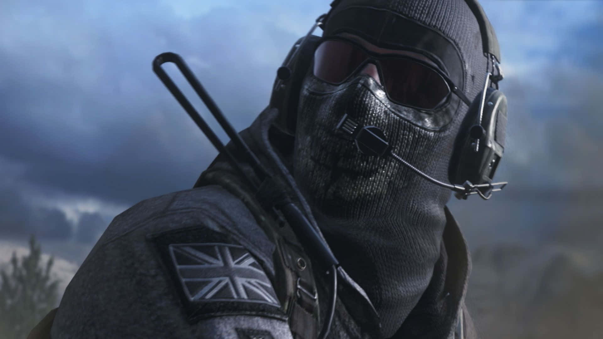 Simon Ghost Riley, tactical gear, British flag patch, Full HD Desktop Wallpaper