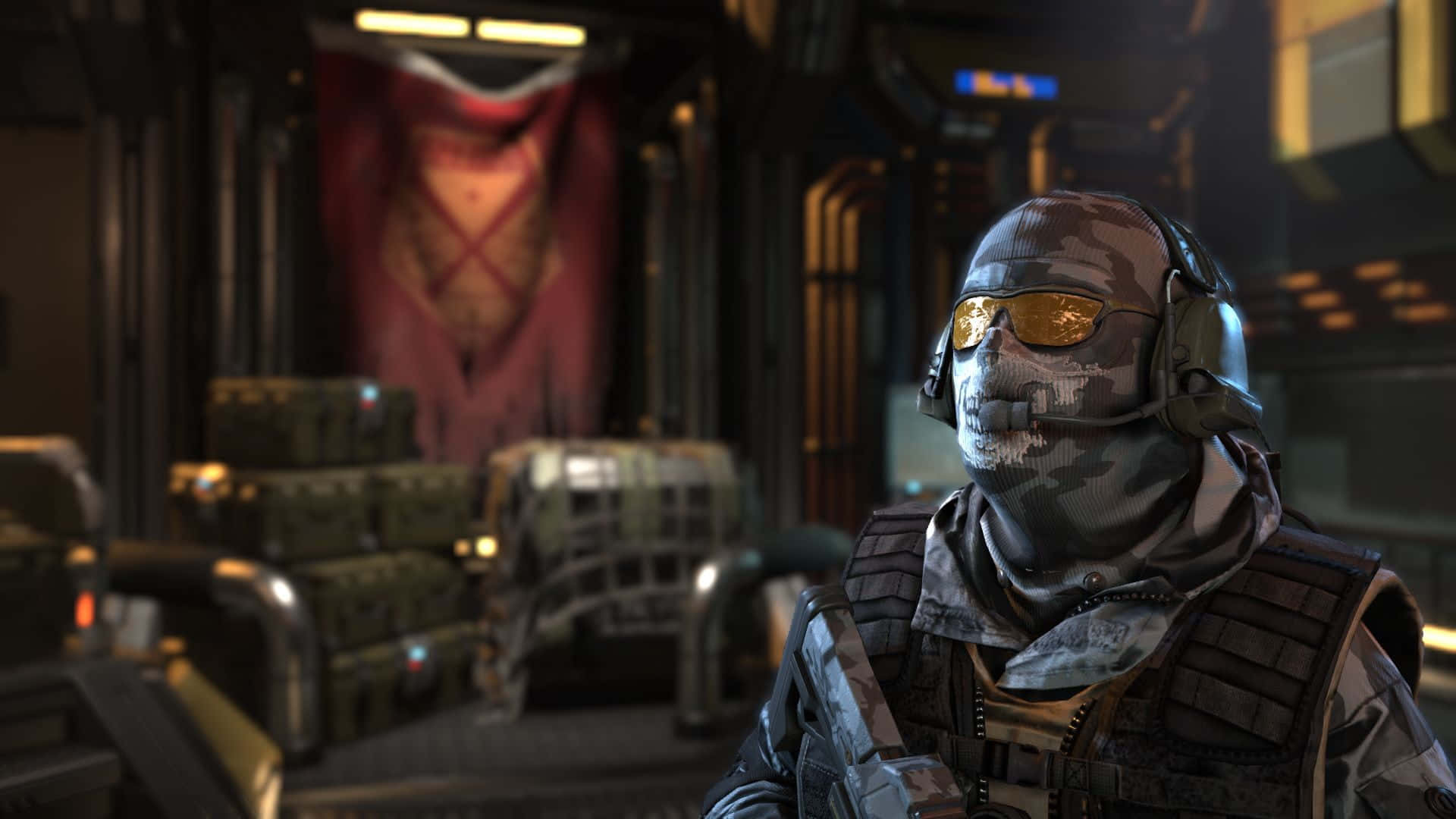 Simon Ghost Riley, camouflage gear, gold-tinted goggles, Full HD Desktop Wallpaper