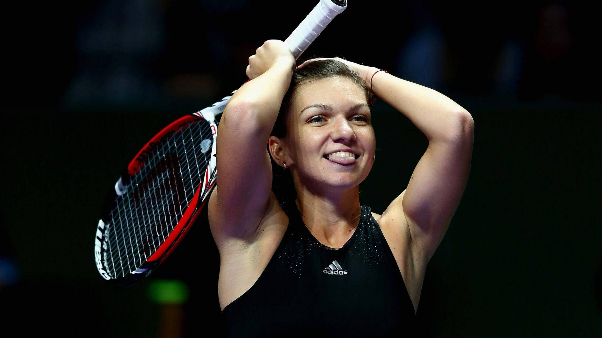 Simona Halep, tennis player, racket, Full HD Desktop Wallpaper