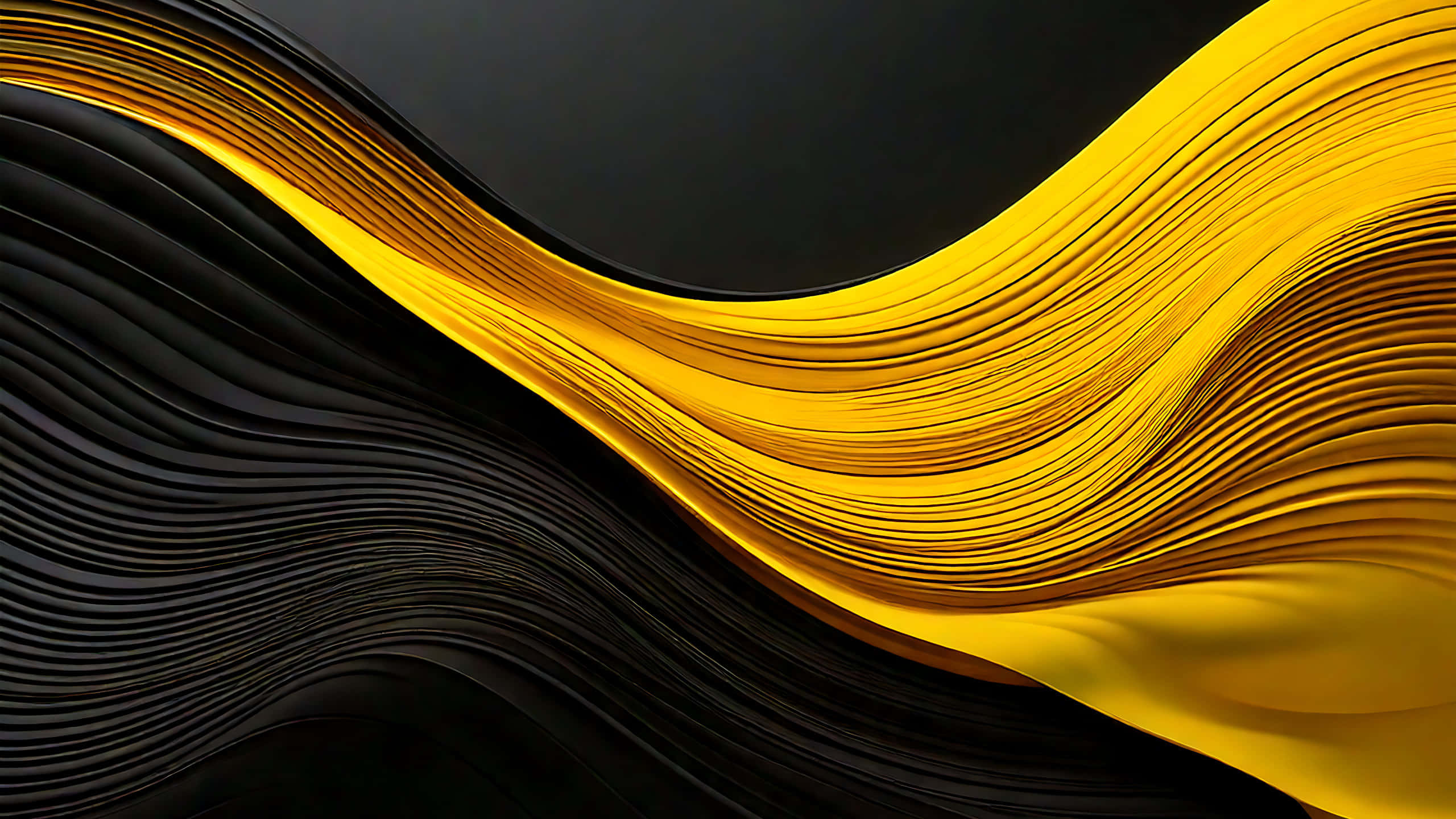 black and yellow swirl, golden, black, 2K Desktop Wallpaper