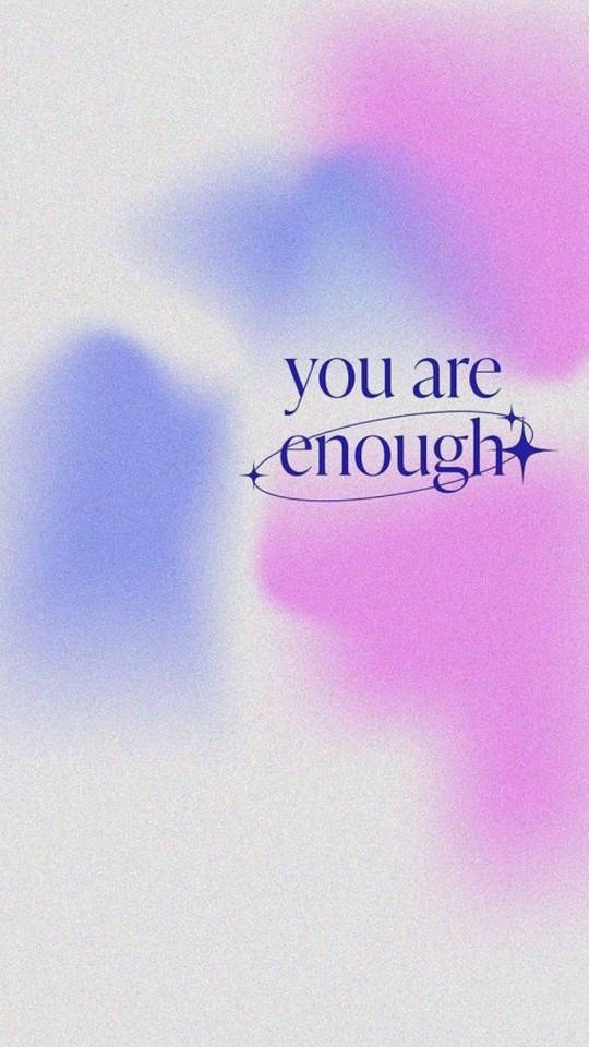 purple and blue hues, elegant cursive text, you are enough, SD Phone Wallpaper