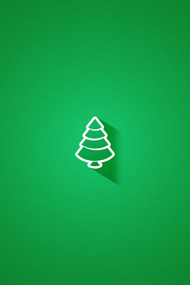 Green Simple Christmas, minimalist white line drawing, Christmas tree, SD Phone Wallpaper
